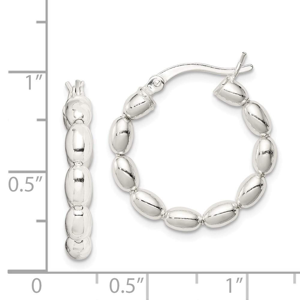 925 Sterling Silver Beaded Hoop Earrings - 24mm x 22mm | Dainty Minimalist Jewelry for Women | Perfect for Everyday Wear, Parties & Gifts
