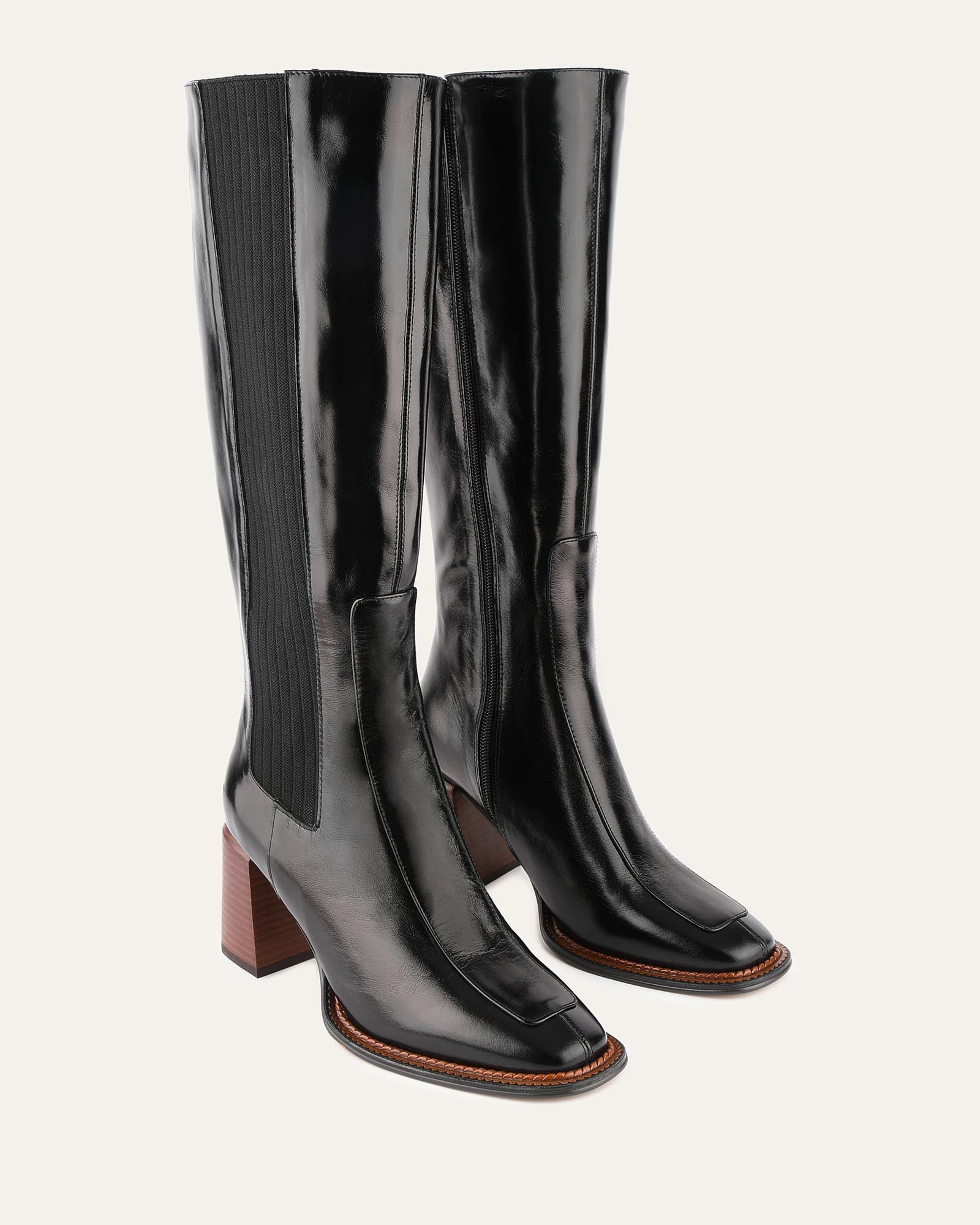 Divine Knee High Boots for Women - Black Leather Boots for Fashion & Comfort - Perfect for Office, Party & Winter Outfits