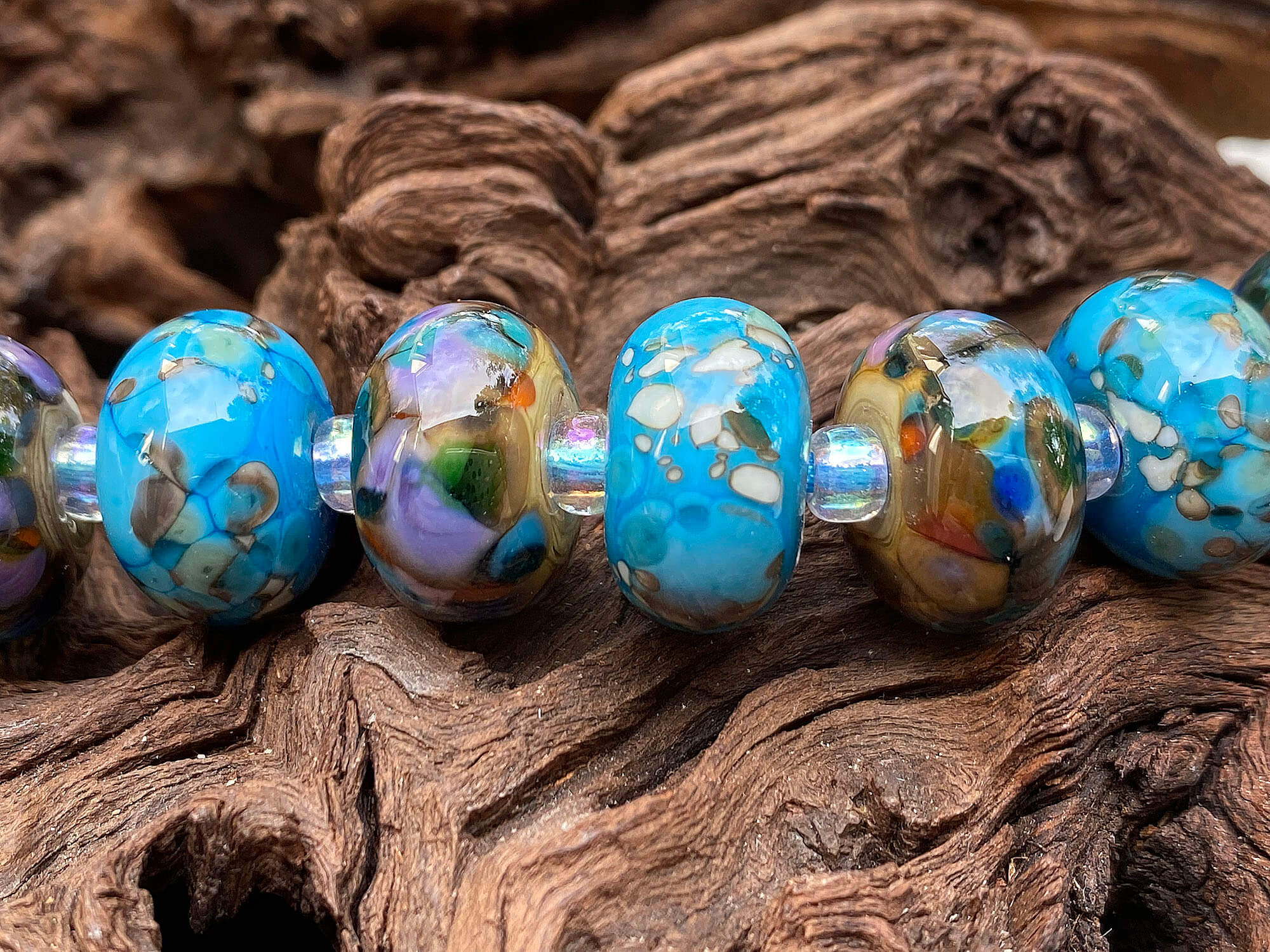 11 Handmade Turquoise & Brown Lampwork Glass Beads for Jewelry Making - DIY Bracelets, Necklaces & Craft Projects