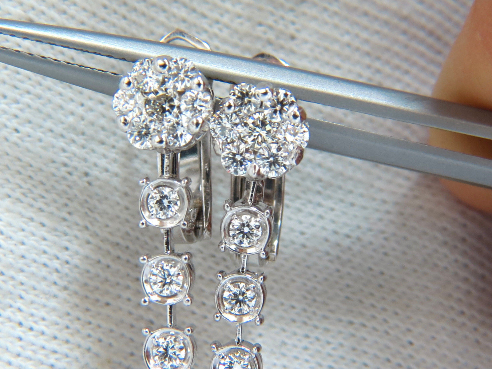 1.70ct Natural Round Diamond Floating Cluster Dangle Earrings with Omega Back - Perfect for Weddings, Parties & Special Occasions