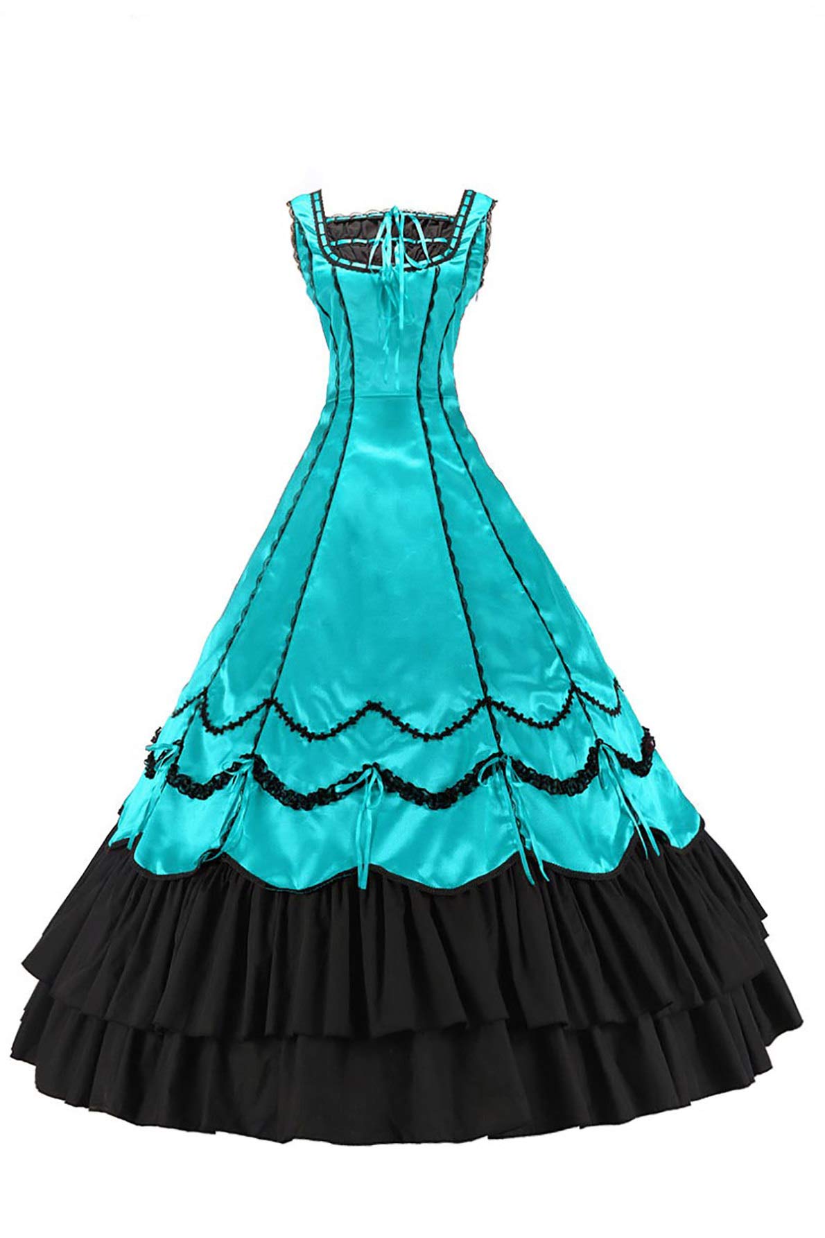 Elegant Civil War Gothic Southern Belle Satin Evening Dress - Sleeveless Vintage Ball Gown for Historical Reenactments & Costume Parties