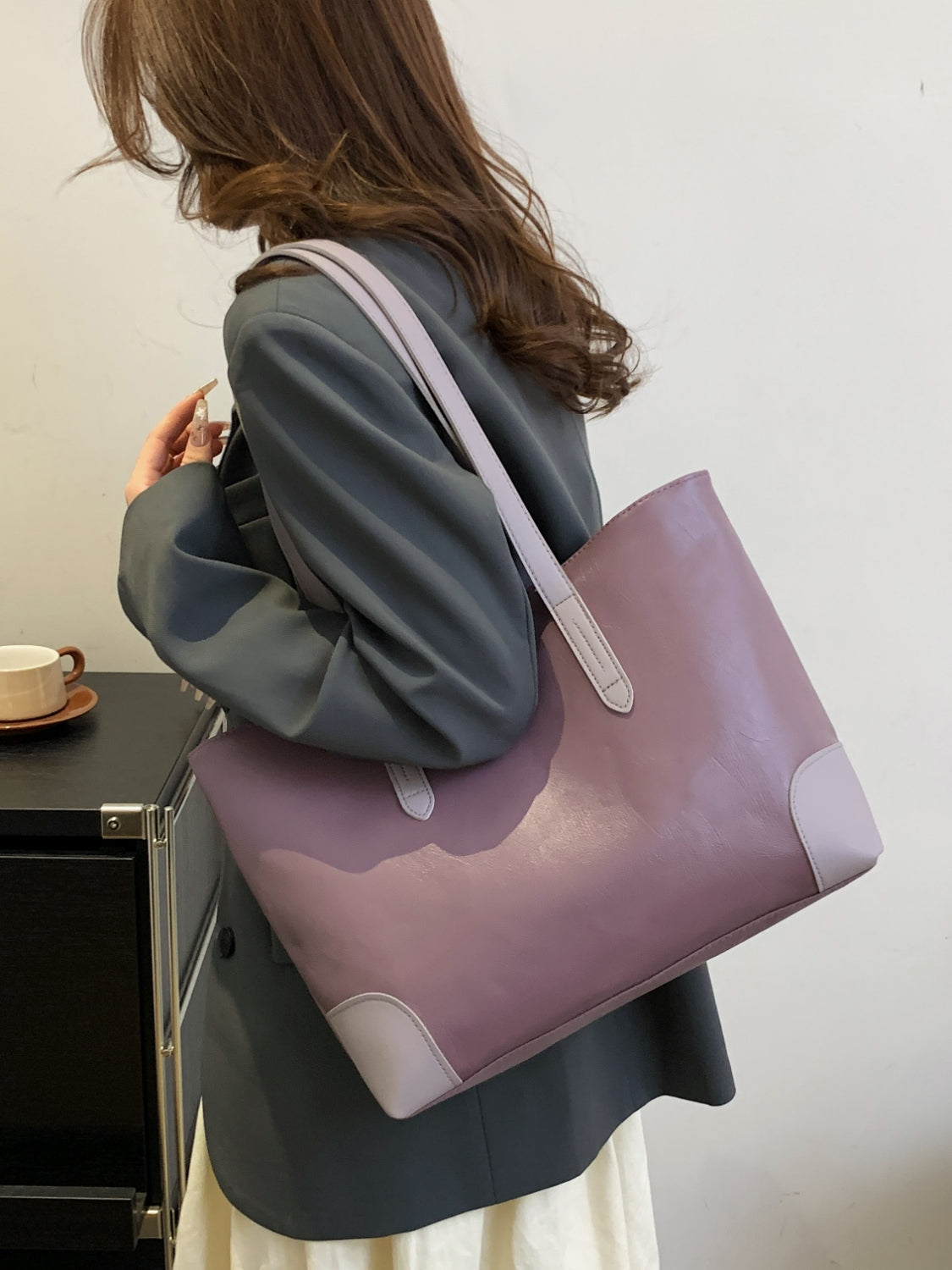 Premium PU Leather Tote Bag for Women - Stylish & Durable Medium Shoulder Bag - Perfect for Work, Travel & Everyday Use