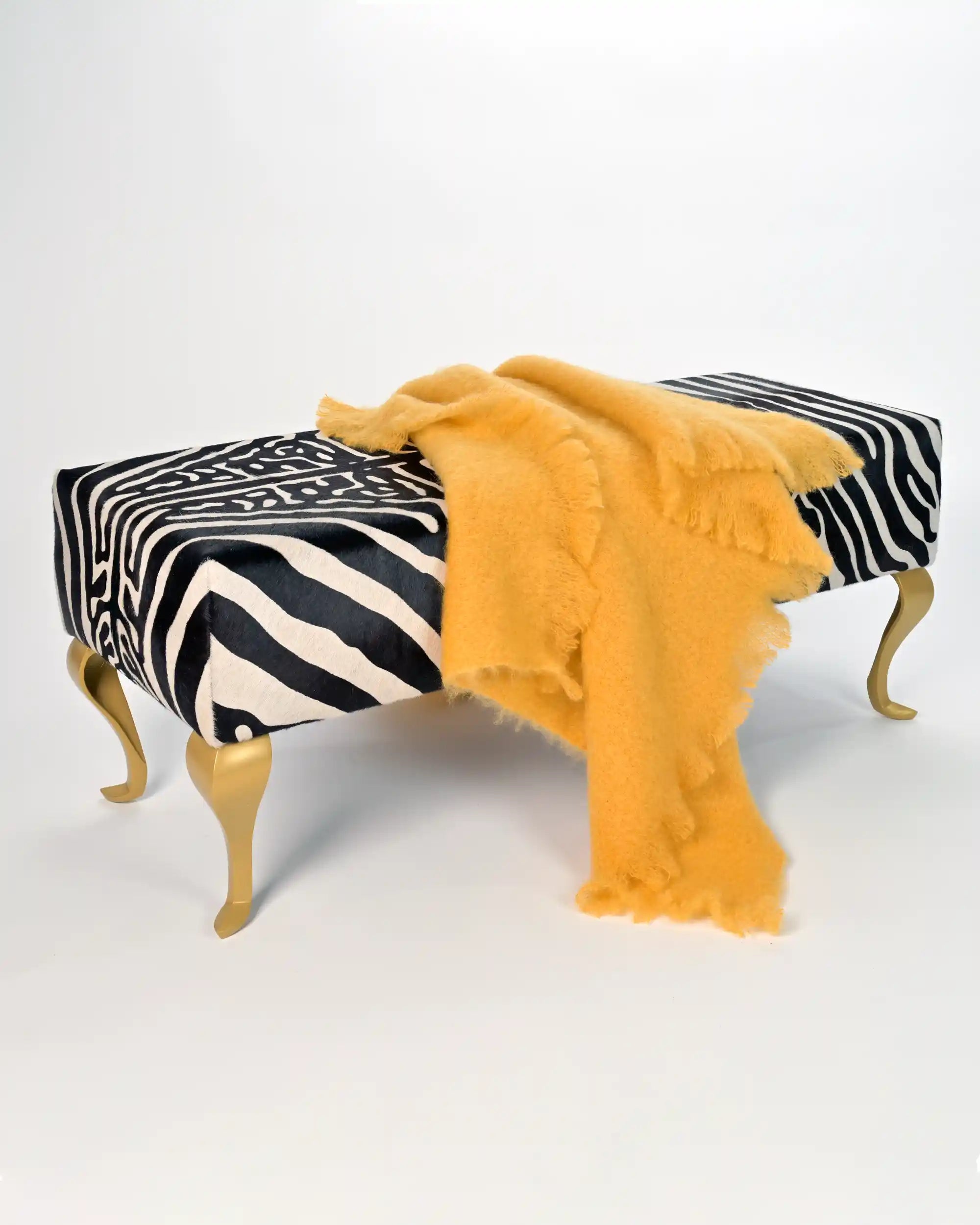 Soft Yellow Ochre Mohair Throw Blanket for Chair - Cozy & Luxurious Knit Accent for Living Room, Bedroom, or Office Decor