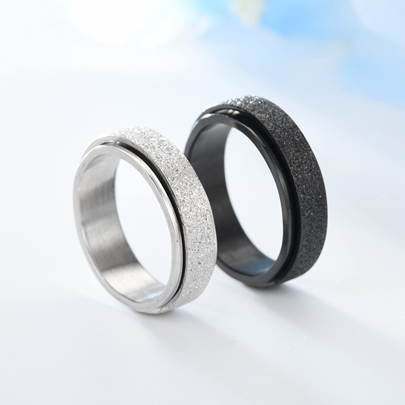 Men's Stainless Steel Engagement Band 6MM - Rotatable Matte Ring Size 6-12 for Wedding & Proposal