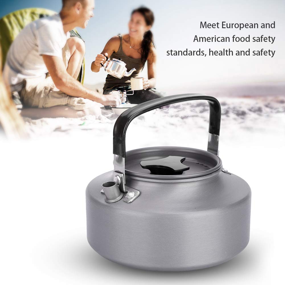 Portable Camping Tea Kettle - Stainless Steel Travel Tea Pot for Outdoor Adventures, Hiking, Backpacking & Home Kitchen Use (Black) - Perfect for Campfire Brewing & RV Trips