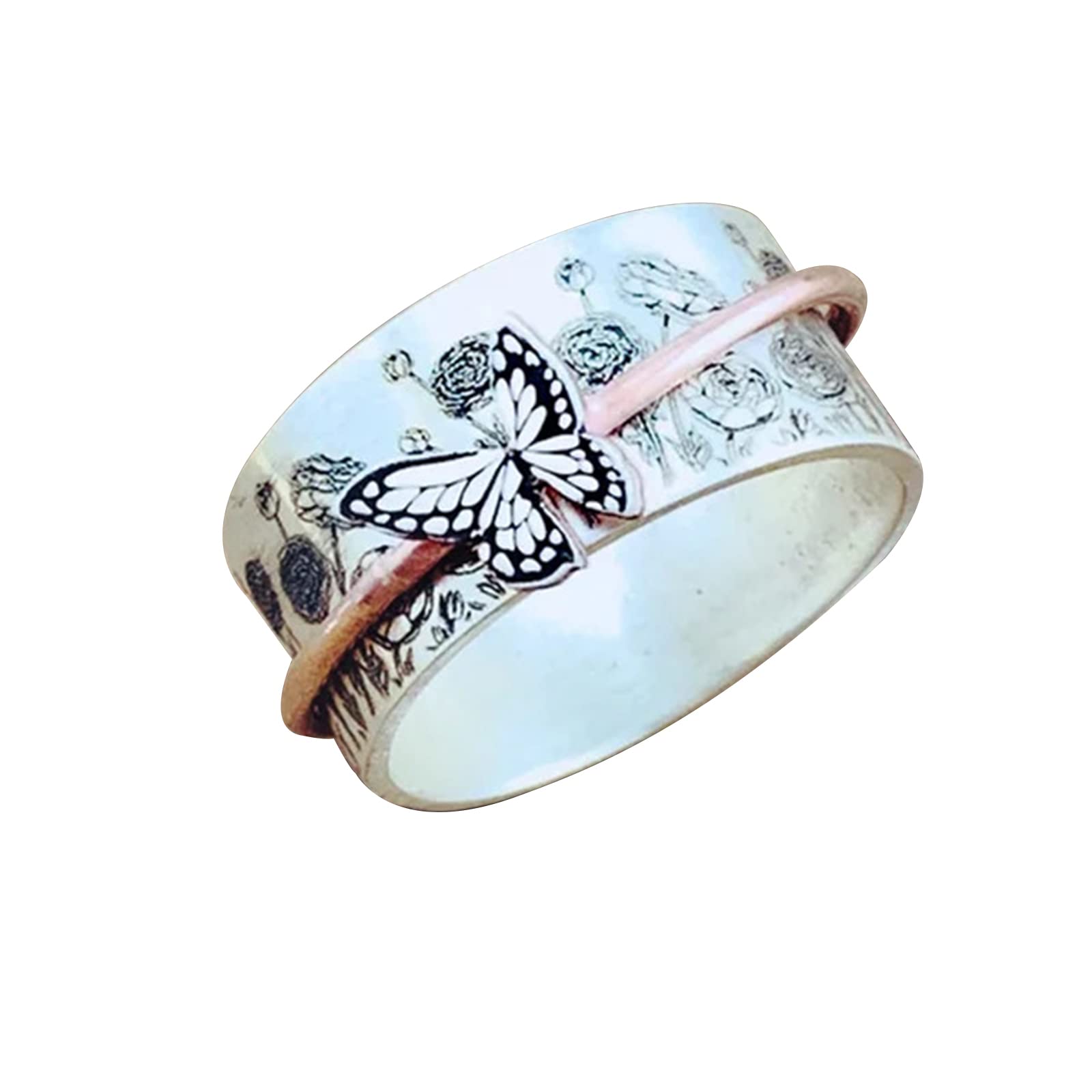 Butterfly Silver Spinner Ring for Women - Personalized Handcrafted Jewelry with Inspirational 