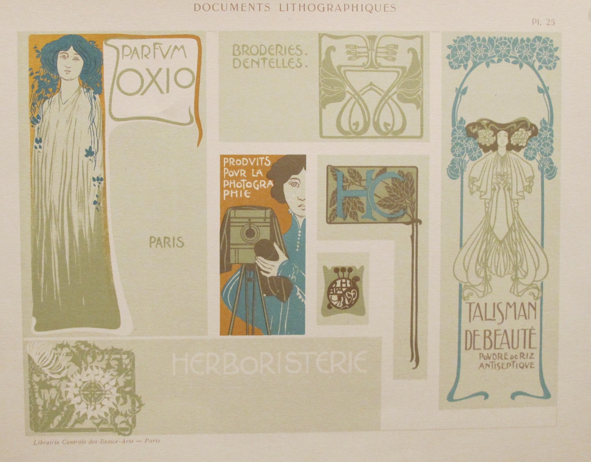 1900s Belle Epoque Design Sheet - Vintage Documents Lithographiques Plate #25 | Antique French Art Nouveau Decor for Home & Office Wall Art