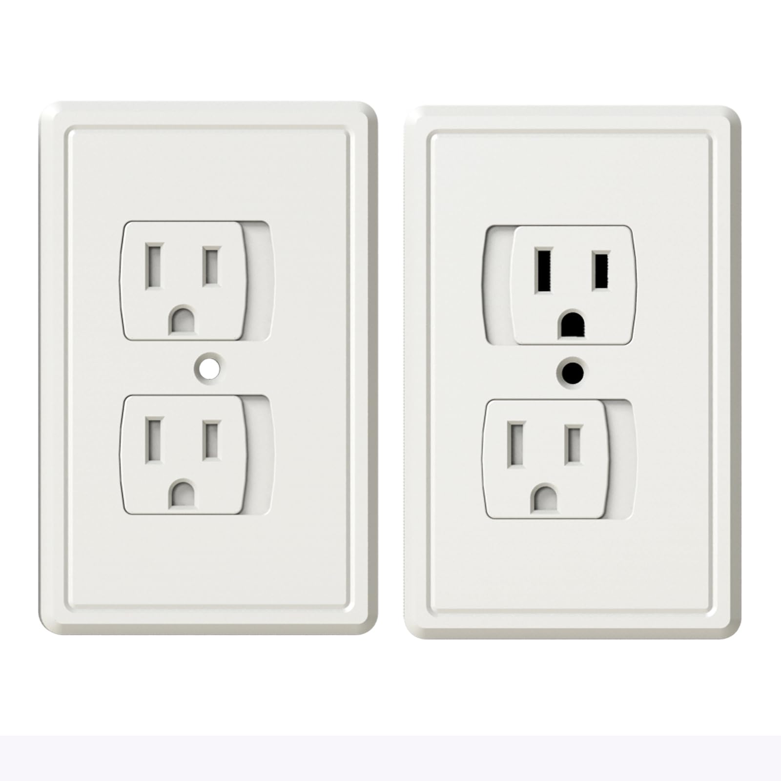2 Pack Self-Closing Baby Proof Outlet Covers - White Safety Plugs for Center Screw Electrical Outlets | Childproof Home Protection for Nursery, Living Room & Kitchen