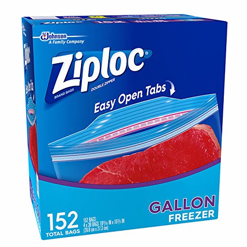 Ziploc Freezer Bags Gallon Size - 4 Boxes (152 Count) Heavy Duty Storage Bags for Freezing Food, Meal Prep & Organizing Kitchen Supplies