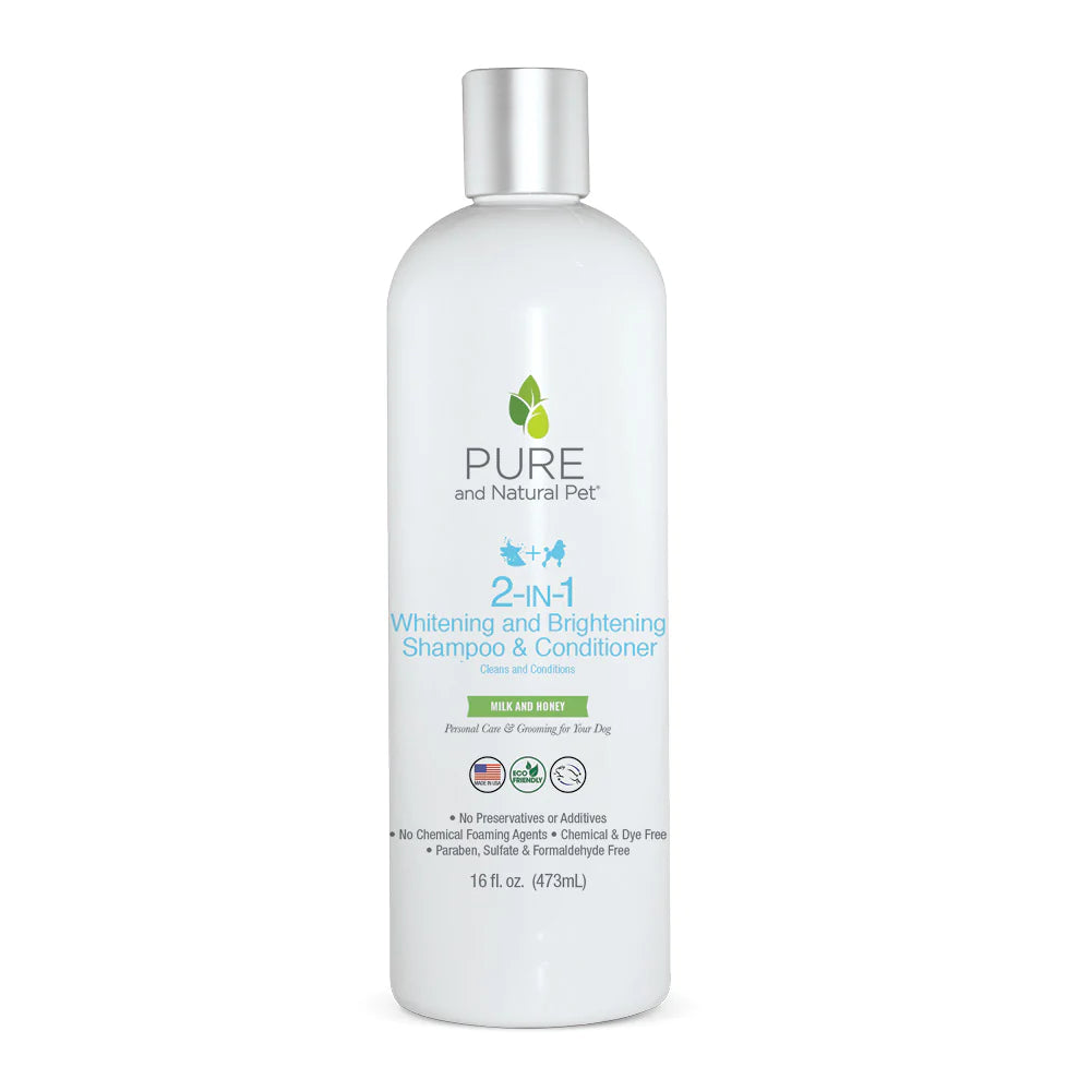 Pura Naturals® Whitening Shampoo for White Dogs - 16oz (473ml) - Brightens & Enhances White Fur - Ideal for Show Dogs, White-Coated Breeds & Daily Grooming