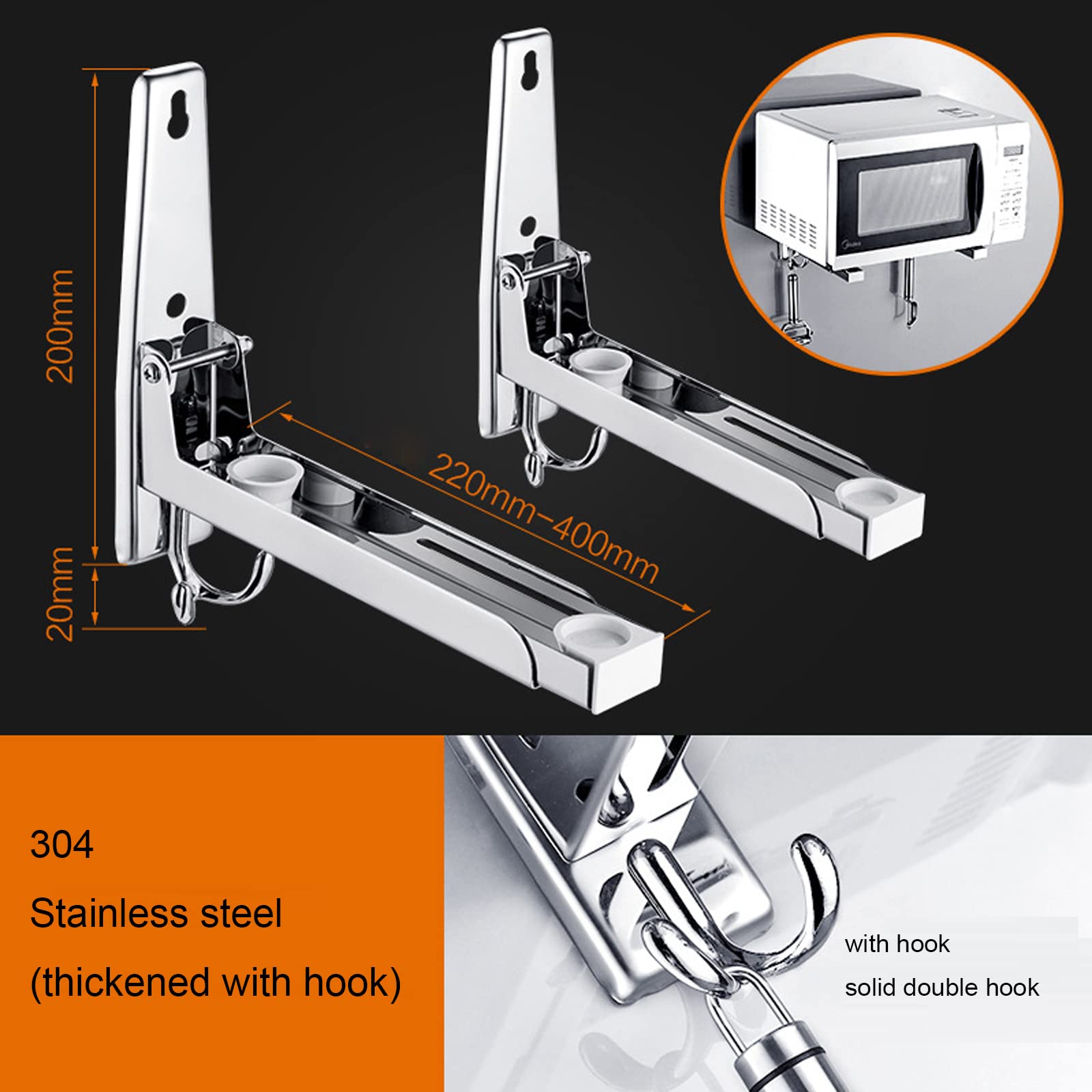Heavy Duty Universal Microwave Oven Wall Mount Bracket - Floating Support for Most Microwave Ovens - Perfect for Kitchen Space Saving & Organized Countertops