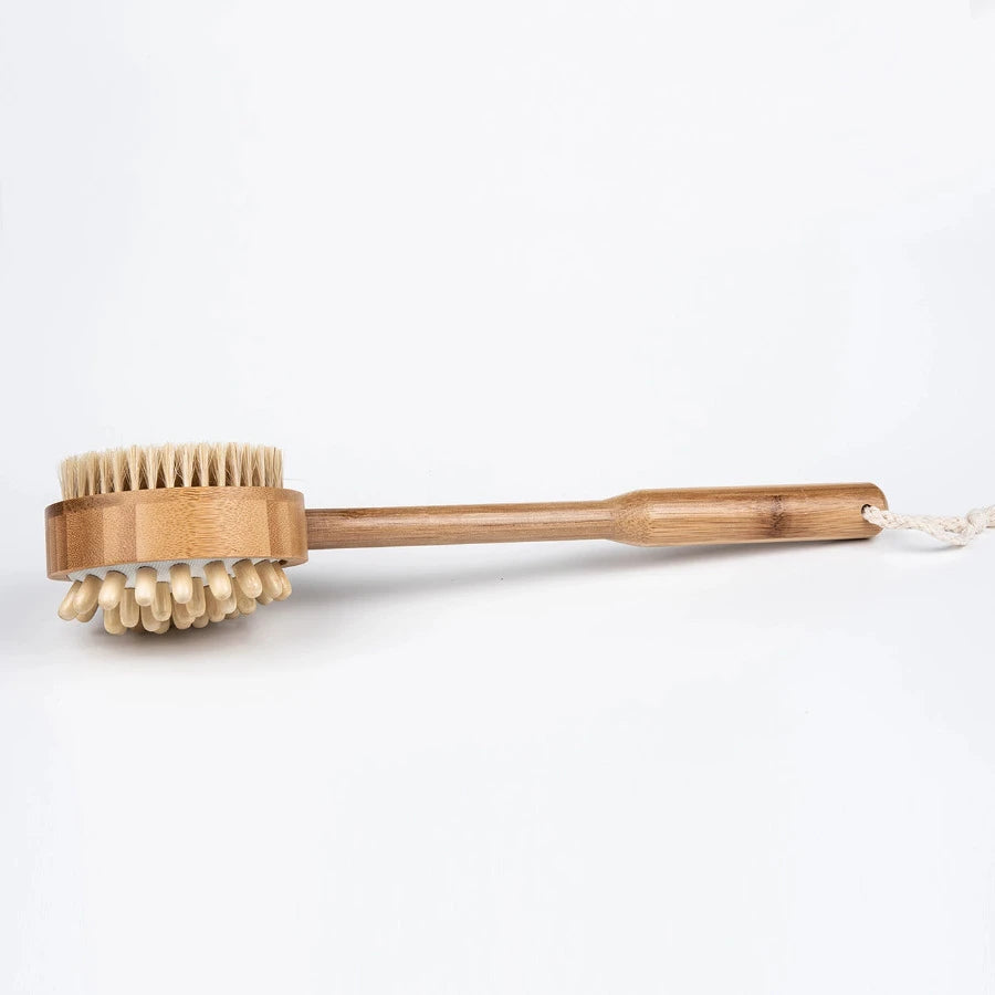 Bamboo Massage Brush for Body & Scalp - 14 Inch Natural Wooden Massager for Relaxation & Exfoliation - Perfect for Spa, Home Use & Self-Care Routine
