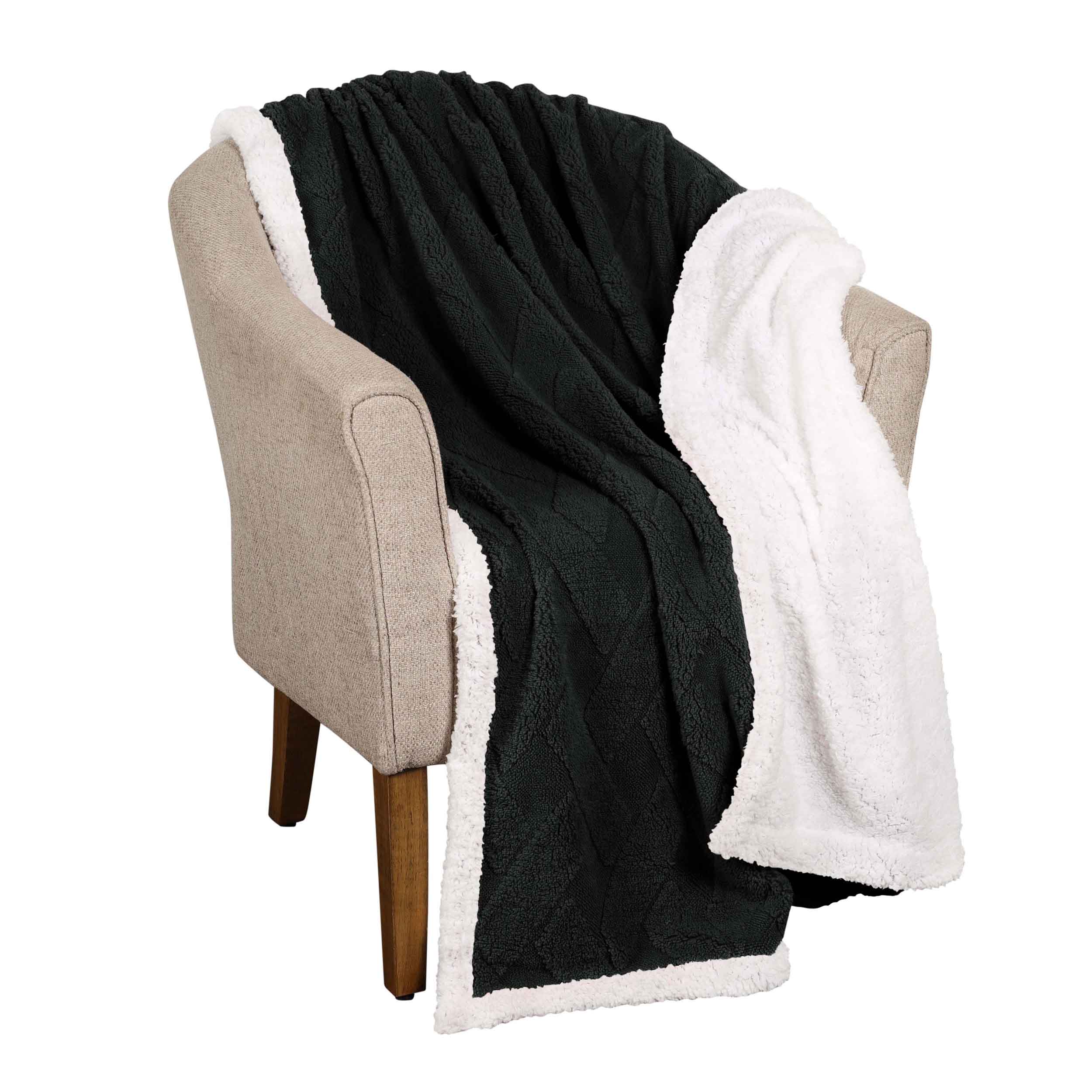 Nuuk Reversible Jacquard Lattice Plush Sherpa Fleece Blanket - Soft Cozy Throw for Couch, Bed & Travel - Perfect for Winter Nights, Camping & Home Decor