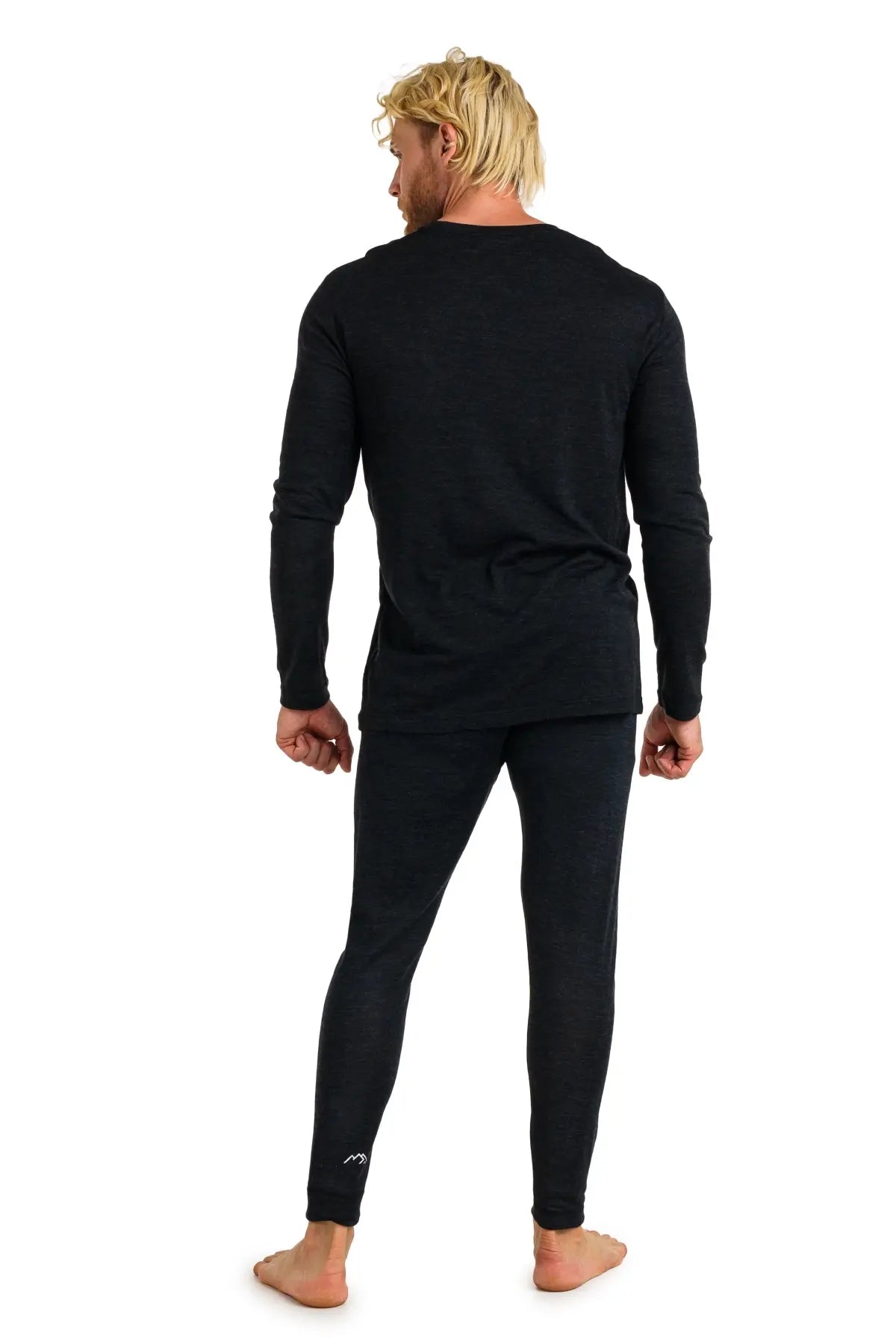 Men's Merino Wool Thermal Underwear Set - 165 Heath Black - Warm Base Layer for Winter Hiking, Skiing & Cold Weather Activities