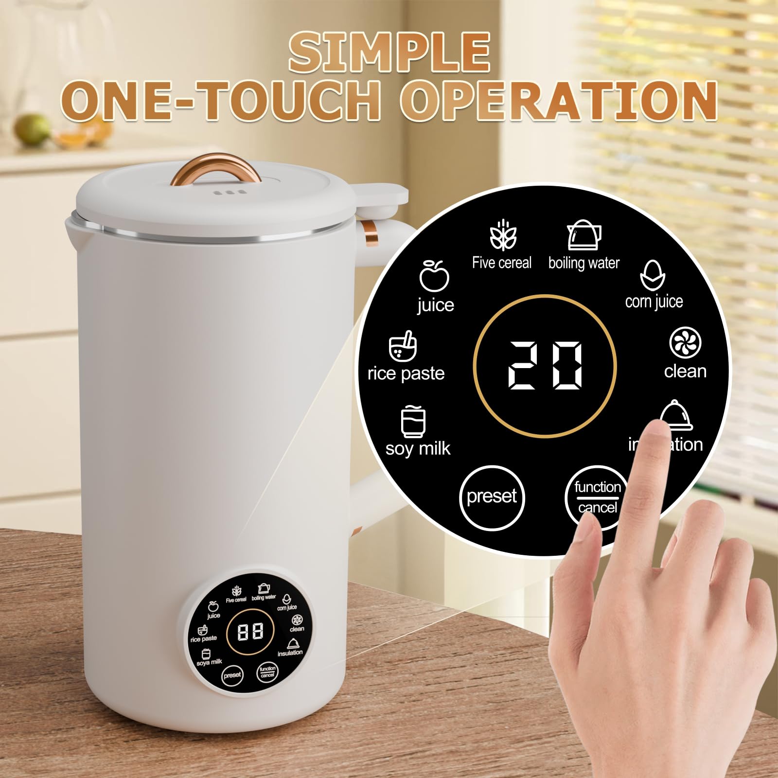 34oz Nut Milk Maker Machine - Automatic Almond, Oat, Coconut & Soy Milk Maker with 12H Timer, Self-Cleaning & Keep Warm Function | Perfect for Vegan, Dairy-Free & Plant-Based Milk Lovers at Home or Cafe