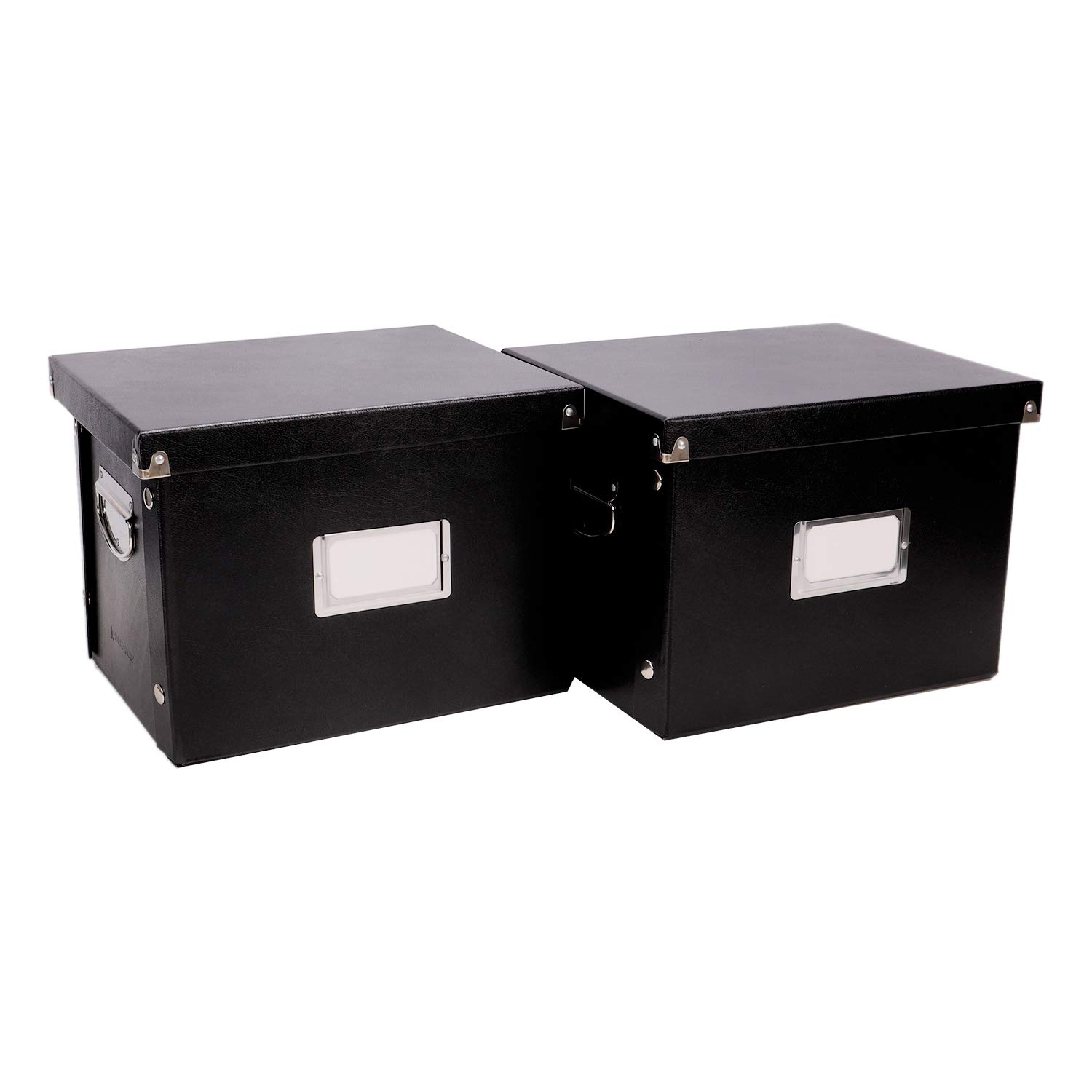 Snap-N-Store File Storage Box & Organizer - 2 Pack Black Letter Size (13.25 x 10.75 x 9.875 Inch) Portable Document File Boxes with Lids - Perfect for Office, School, College Students & Home Organization - Back to School Supplies & Office Storage Solution