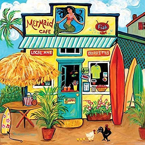 300-Piece Mermaid Cafe Jigsaw Puzzle by Suzanne Etienne - Sunsout Wooden Puzzle for Adults & Kids, Wall Decor, Family Game Night, Birthday Gift & School Supplies - Perfect for Home Decor, Classroom Activities & Relaxation Therapy