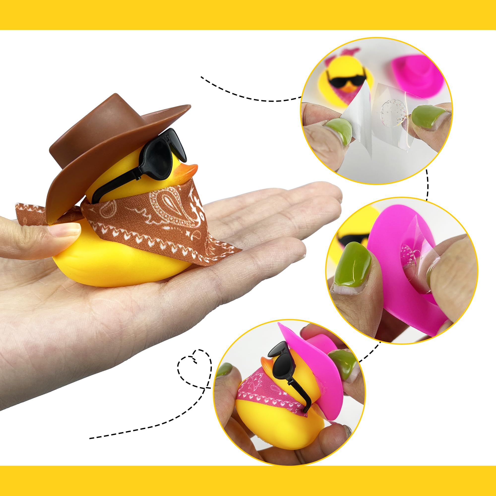 12 PCS Mini Cowboy Duck Toys with Hat & Sunglasses - Fun Party Favors for Birthday, Swimming Party & Pool Decor - Cute Duckies for Kids Gifts & Collectibles