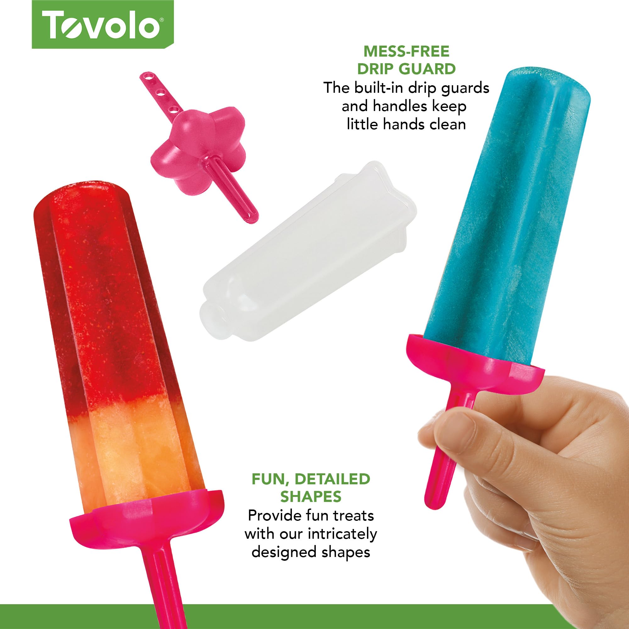 Tovolo Star Pop Popsicle Molds with Sticks (6-Pack, Fuchsia) - Reusable BPA-Free Ice Pop Maker for Homemade Frozen Treats - Dishwasher Safe Popsicle Stand for Easy Storage - Perfect for Summer Snacks, Kids Parties & Healthy Desserts