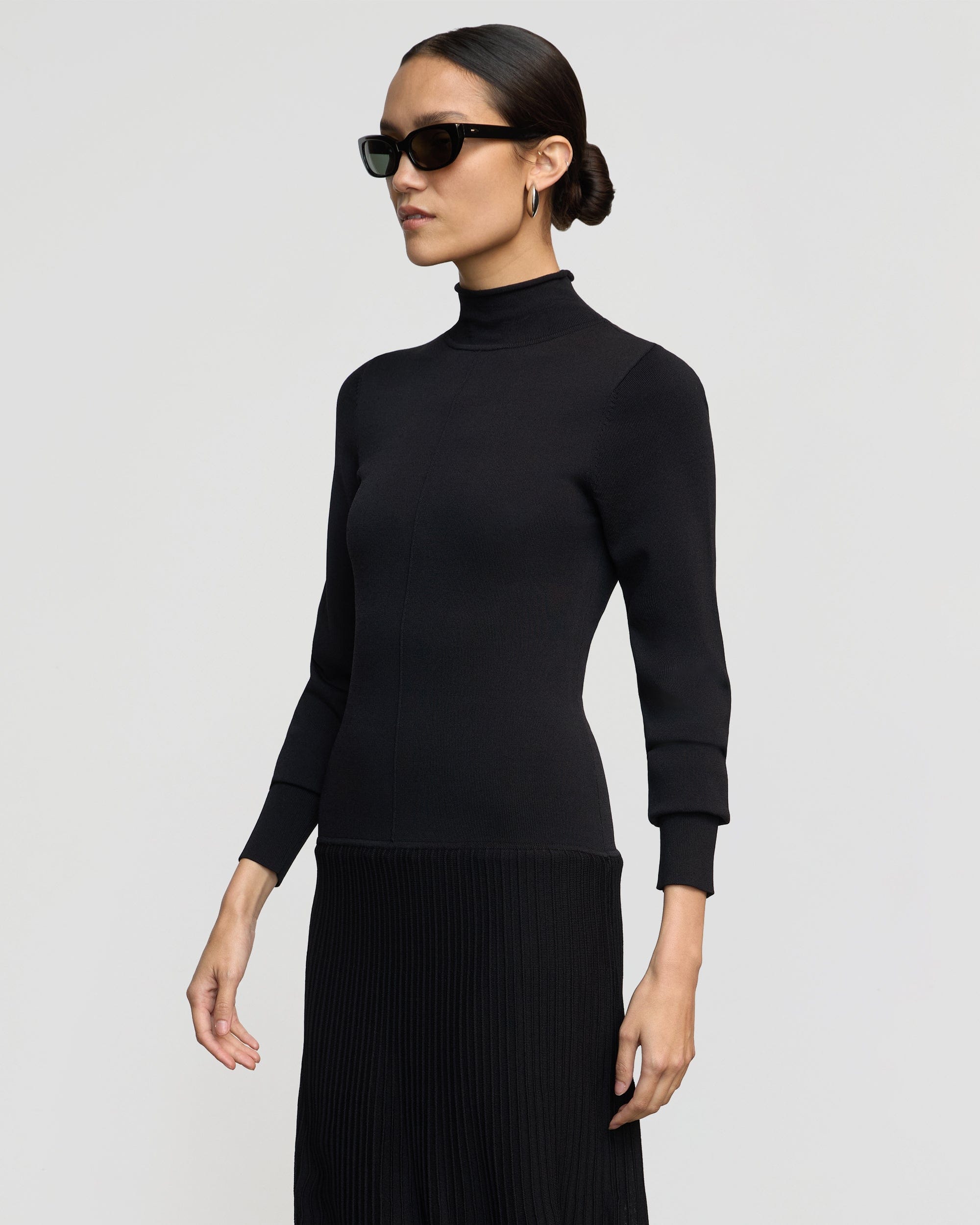 Chandra Ottoman Knit Long Sleeve Dress for Women - Soft Stretchy Comfortable Casual Wear - Perfect for Fall Winter Outfits, Office Work, Date Night & Holiday Parties