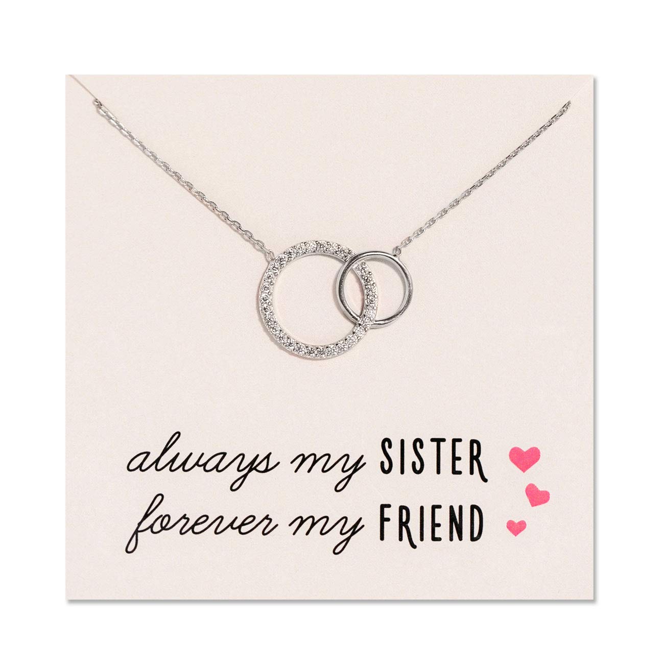 A+O Sister Gift - Interlocking Circle Necklace & Bracelet Set in Gold, Rose Gold or Sterling Silver - Perfect for Birthdays, Anniversaries & Best Friend Gifts