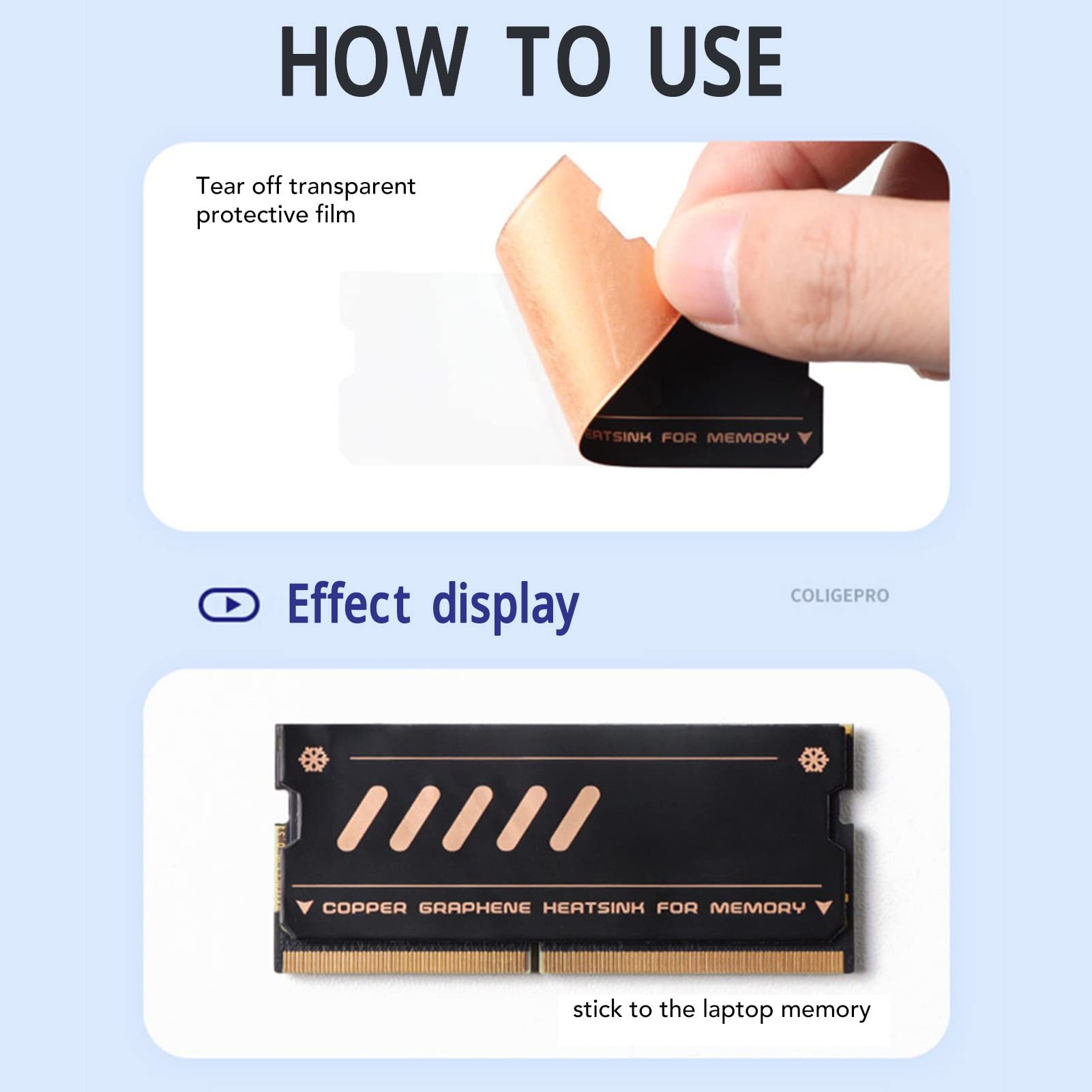 Graphene Coating Copper Heatsink for DDR4 DDR5 Laptop & PS5 - Fast Cooling Memory Heatsink for Gaming & PC Upgrade