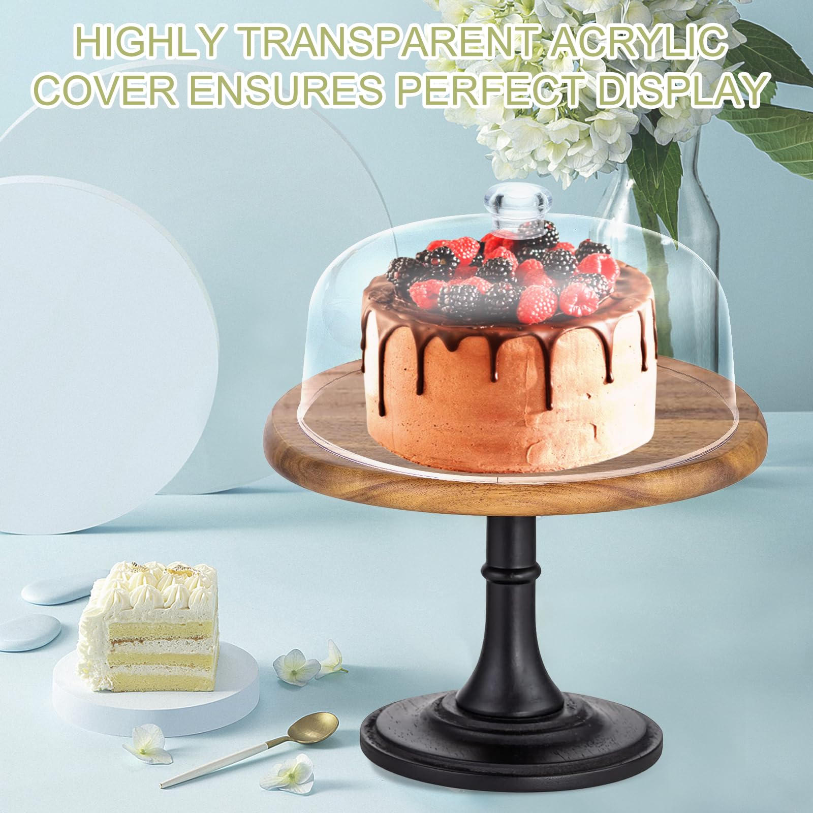 11-Inch Clear Acrylic Cake Dome with Handle - Transparent Cake Cover for Display & Protection - Perfect for Bakeries, Dessert Tables, Wedding Cakes, and Home Kitchen Storage