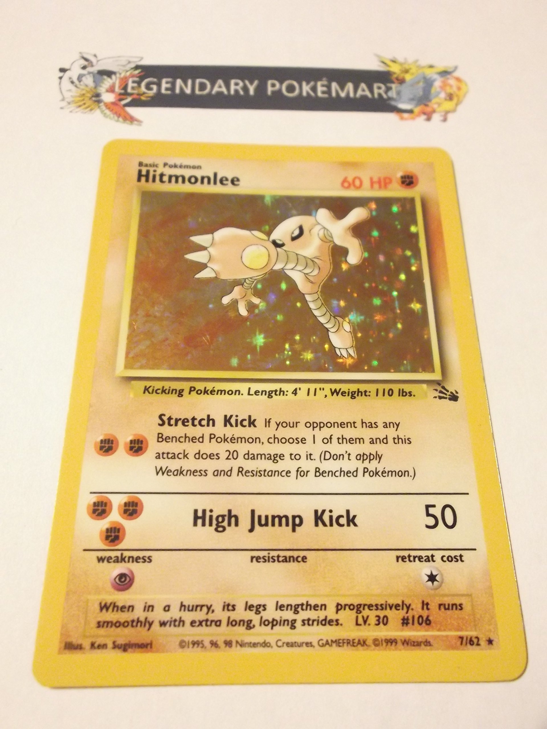 Pokemon Hitmonlee Holofoil Fossil Series 7 Trading Card - Rare Collectible for Battles & Display