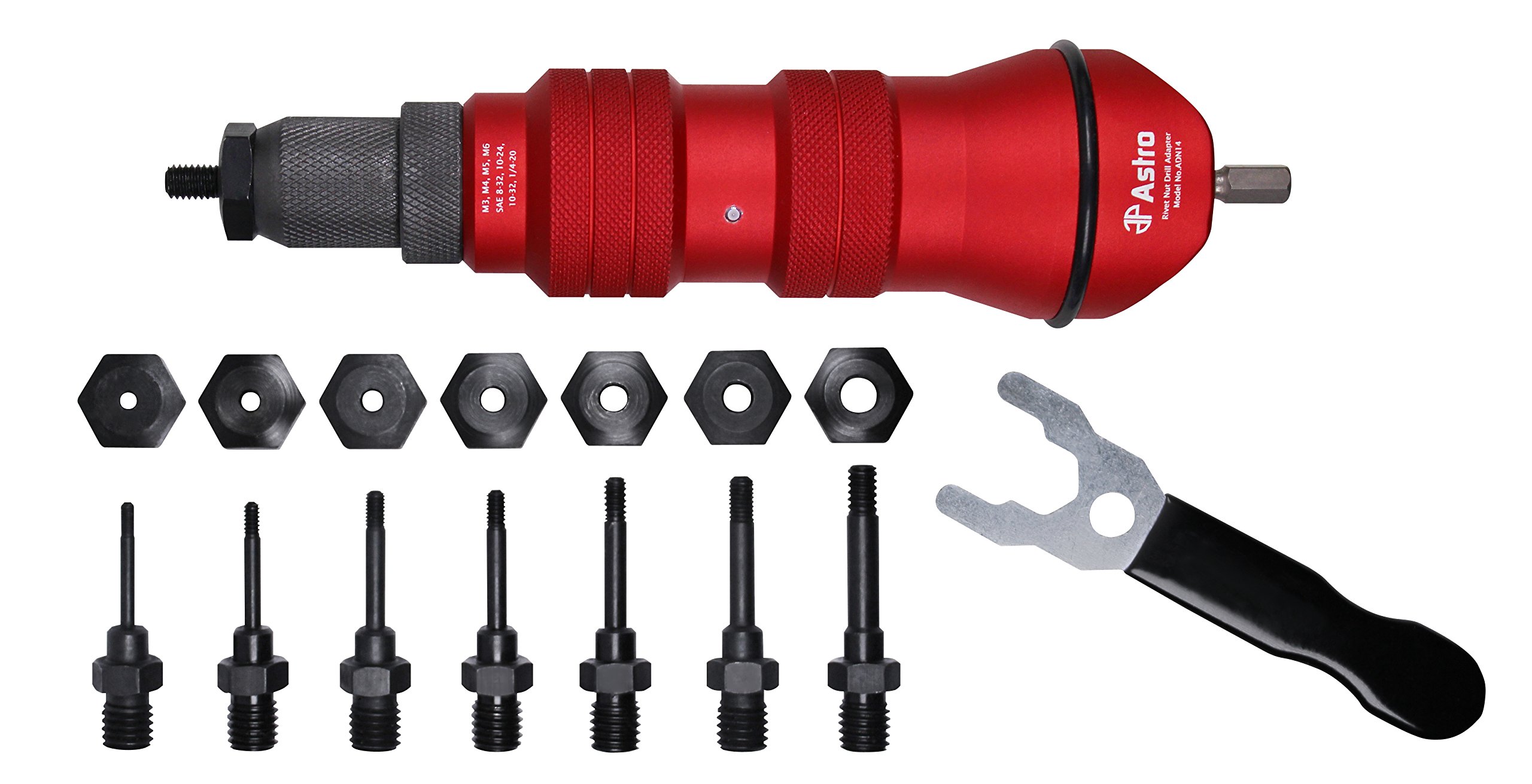 Astro Pneumatic ADN14 Rivet Nut Drill Adapter Kit - Professional Tool for Metalworking, Automotive & DIY Projects | Compatible with Cordless Drills | Fast Nut Installation Solution for Home & Workshop Use