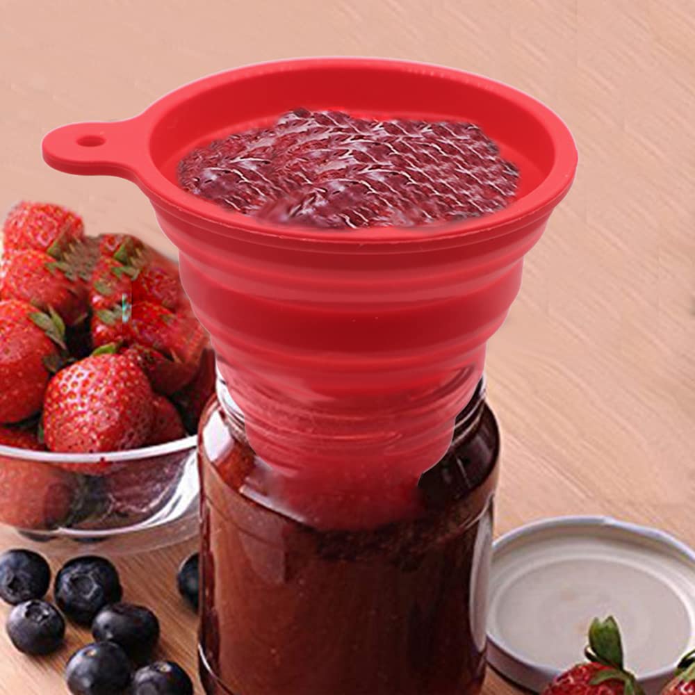 Premium Collapsible Silicone Funnel for Canning - Food Grade Foldable Wide Mouth Funnel for Jars, Bottles & Containers - Ideal for Transferring Liquids, Oils, Jams, Seasonings & Dry Ingredients - Perfect for Home Canning, Kitchen Use & Food Storage