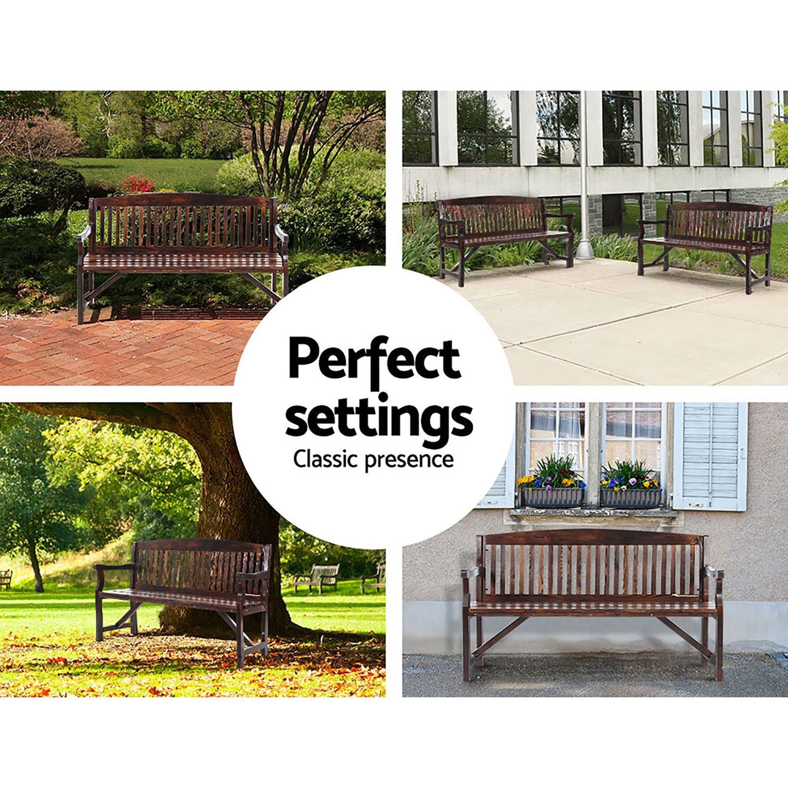 Gardeon 3-Seater Wooden Garden Bench - Natural Outdoor Patio Furniture for Deck, Backyard, and Garden Decor - Perfect for Relaxing, Entertaining, and Enhancing Outdoor Spaces