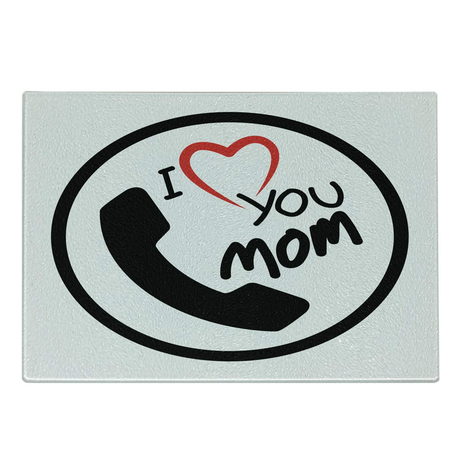 Ambesonne Call Mom Tempered Glass Cutting Board - Phone Motif with Circular Frame & 