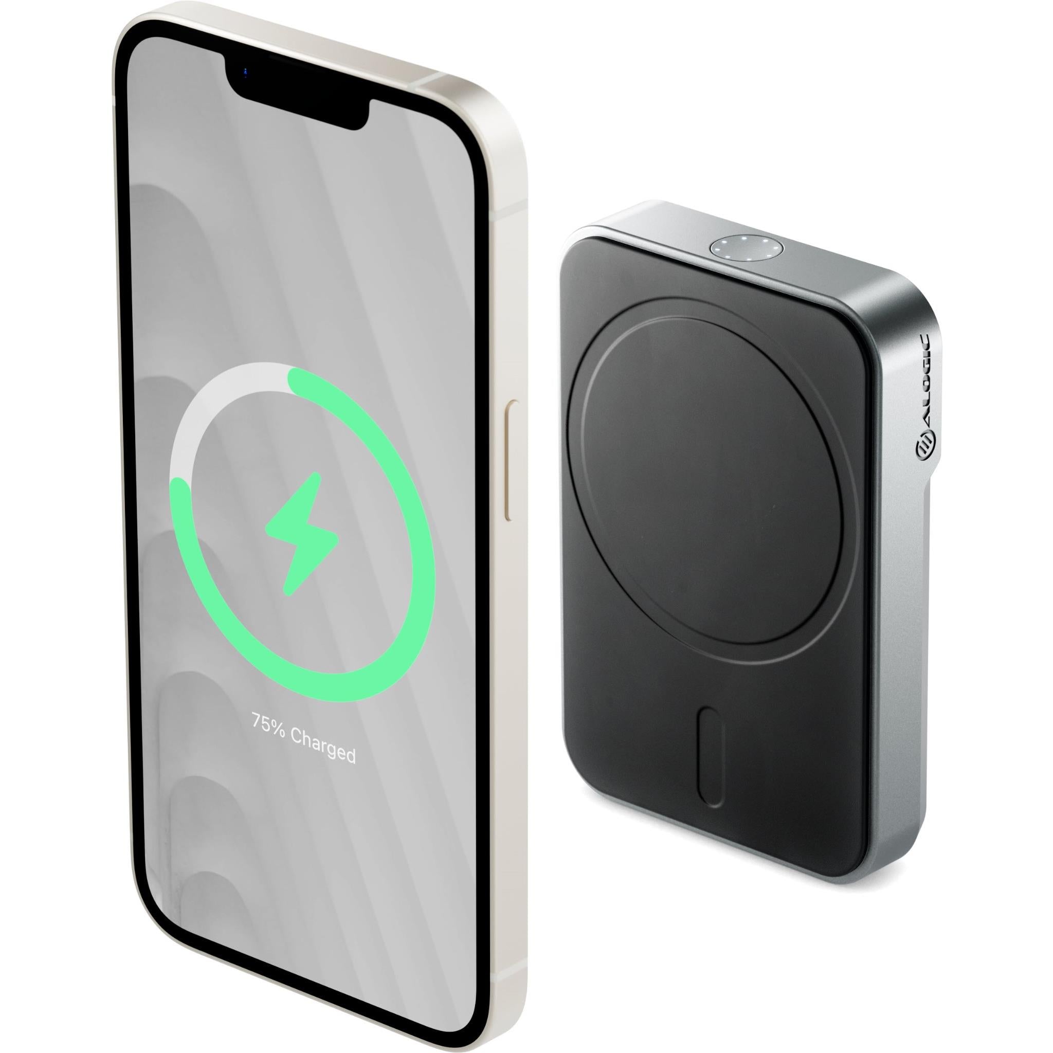 ALOGIC Matrix Universal Magnetic 5K Power Bank - 5000mAh Portable Charger with Fast Charging for iPhone, Samsung, AirPods | Perfect for Travel, Camping & Emergency Power Backup (Black)