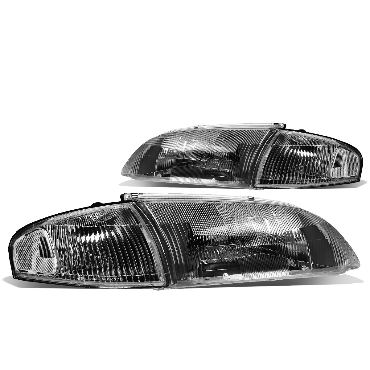 DNA Motoring HL-OH-063-BK-CL1 Black Housing Headlights & Corner Lights for 1998-1999 Mazda 626 - Replacement Headlight Assembly - Perfect for Night Driving & Car Restoration Projects