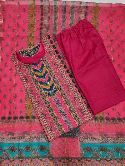 Viha Plus Size Pink Muslin Digital Print Salwar Suit Set - UK Next Day Delivery - Perfect for Weddings, Parties & Festive Occasions