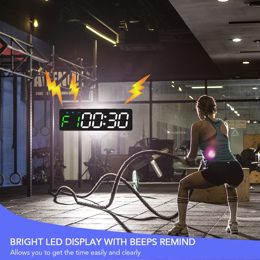 JIEBA Mini Gym Timer - Rechargeable Stopwatch with Magnetic Back | Portable Countdown/Up Clock for Home Gym, Fitness Training & Workouts | Ideal for CrossFit, HIIT, Boxing & Sports Timing