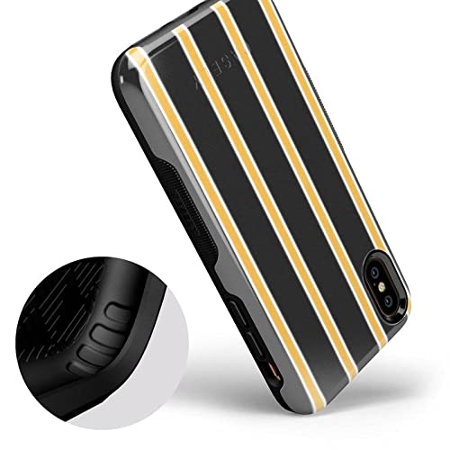 Casely iPhone X/XS Case - Fine Lines Mustard Yellow Pinstripe Protective Cover | Slim Fit, Shockproof & Scratch-Resistant | Perfect for Work, Travel & Everyday Use
