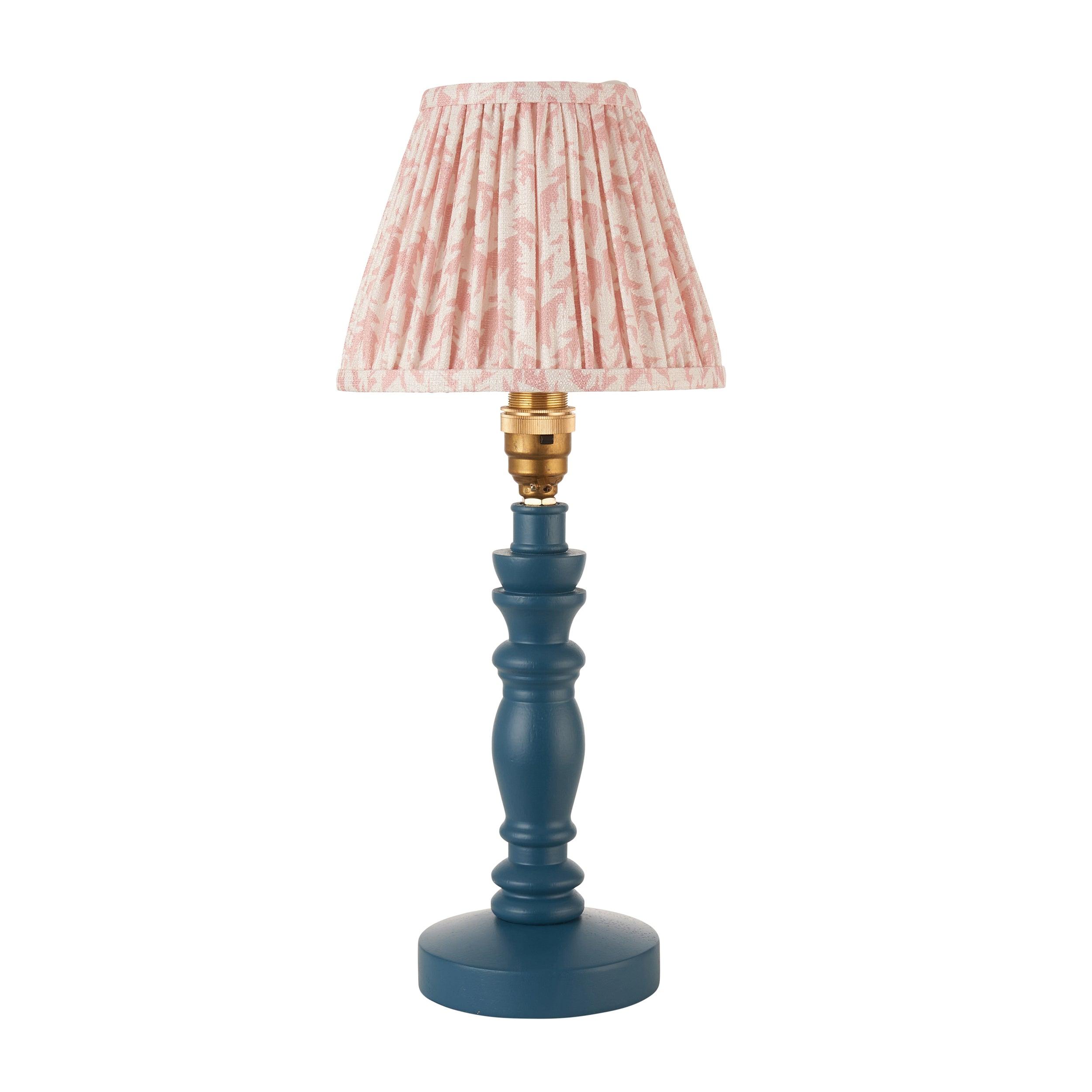 Bibury Blue Table Lamp with 16cm Peachy Keen Leaf Shade - Perfect for Bedroom Nightstand, Living Room Side Table & Office Desk Lighting