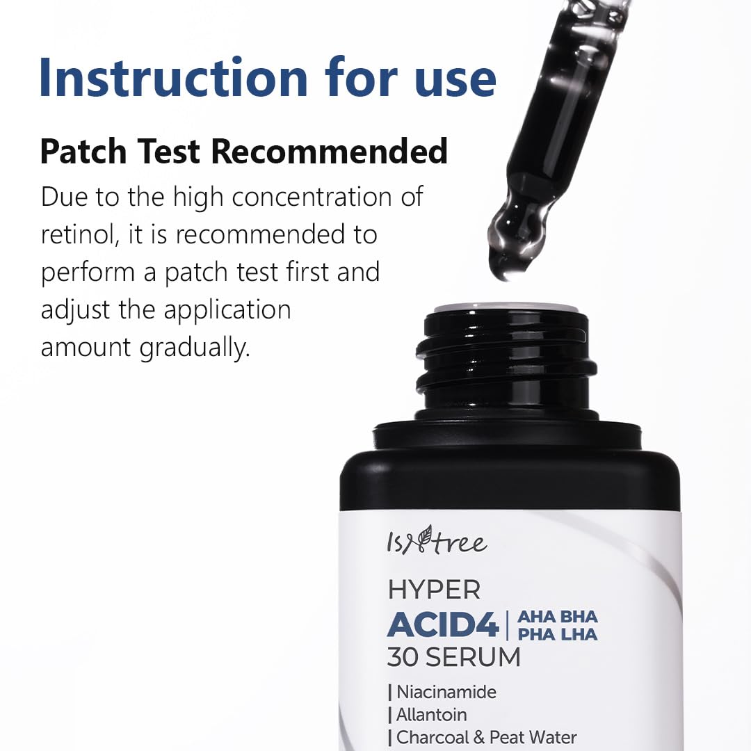 ISNTREE Hyper Acid 4 (AHA BHA PHA LAH) 30 Serum 20ml - Gentle Chemical Exfoliating Face Wash-off Serum for Clear Skin | Korean Skincare | Perfect for Daily Exfoliation & Acne Treatment