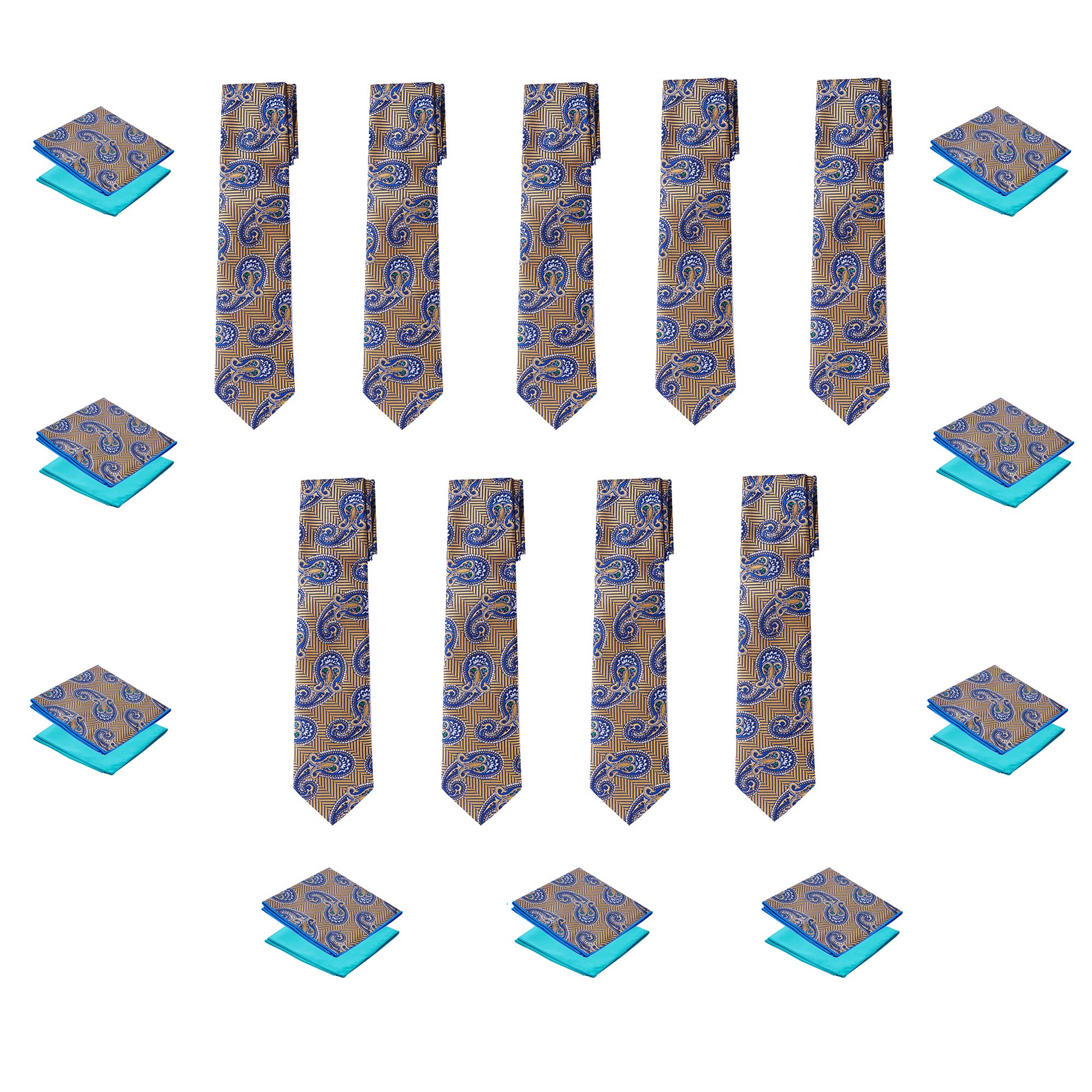 27 Pc. Men's Woven Paisley Neck Tie Set with 9 Ties & 18 Pocket Squares - Premium Silk Blend Formal Accessories for Business, Weddings & Special Occasions