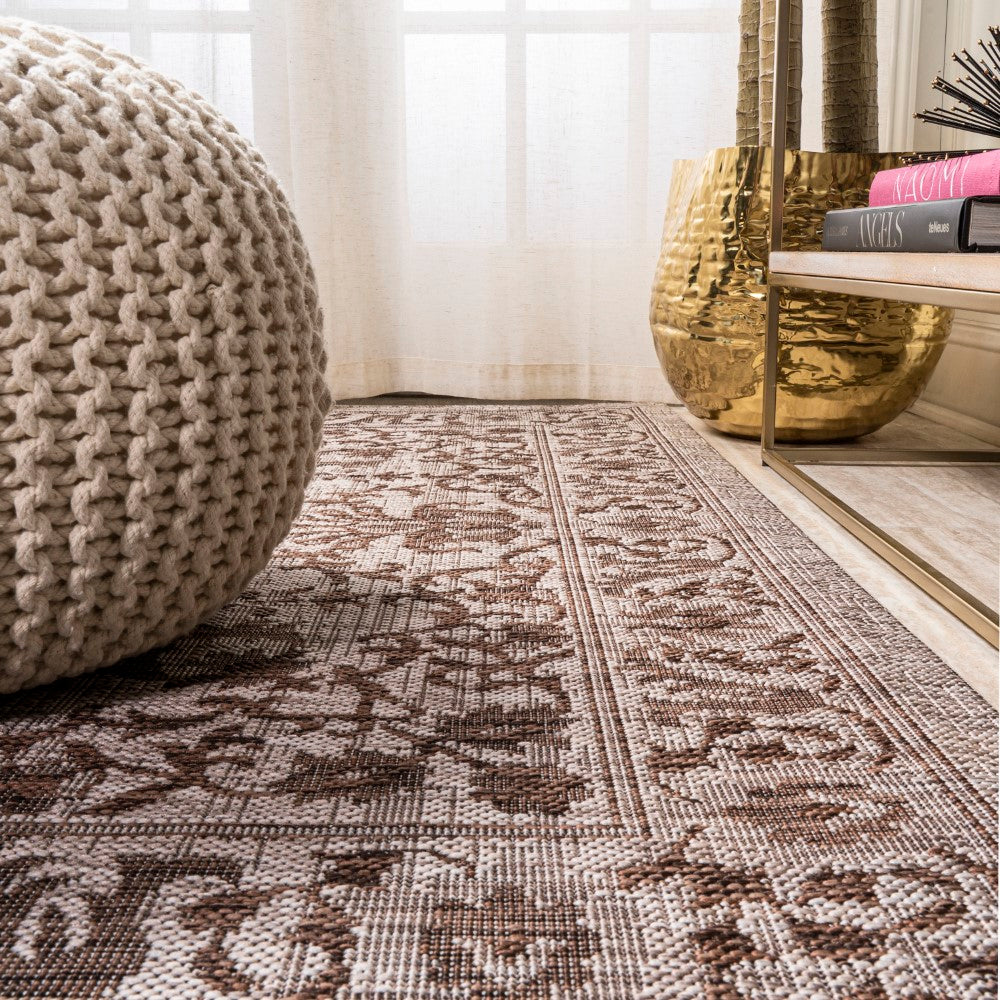 Jerash Ornate Medallion Handmade Wool Rug - Non-Slip Indoor Outdoor Area Carpet for Living Room, Bedroom, Patio - Traditional Persian Style Home Decor
