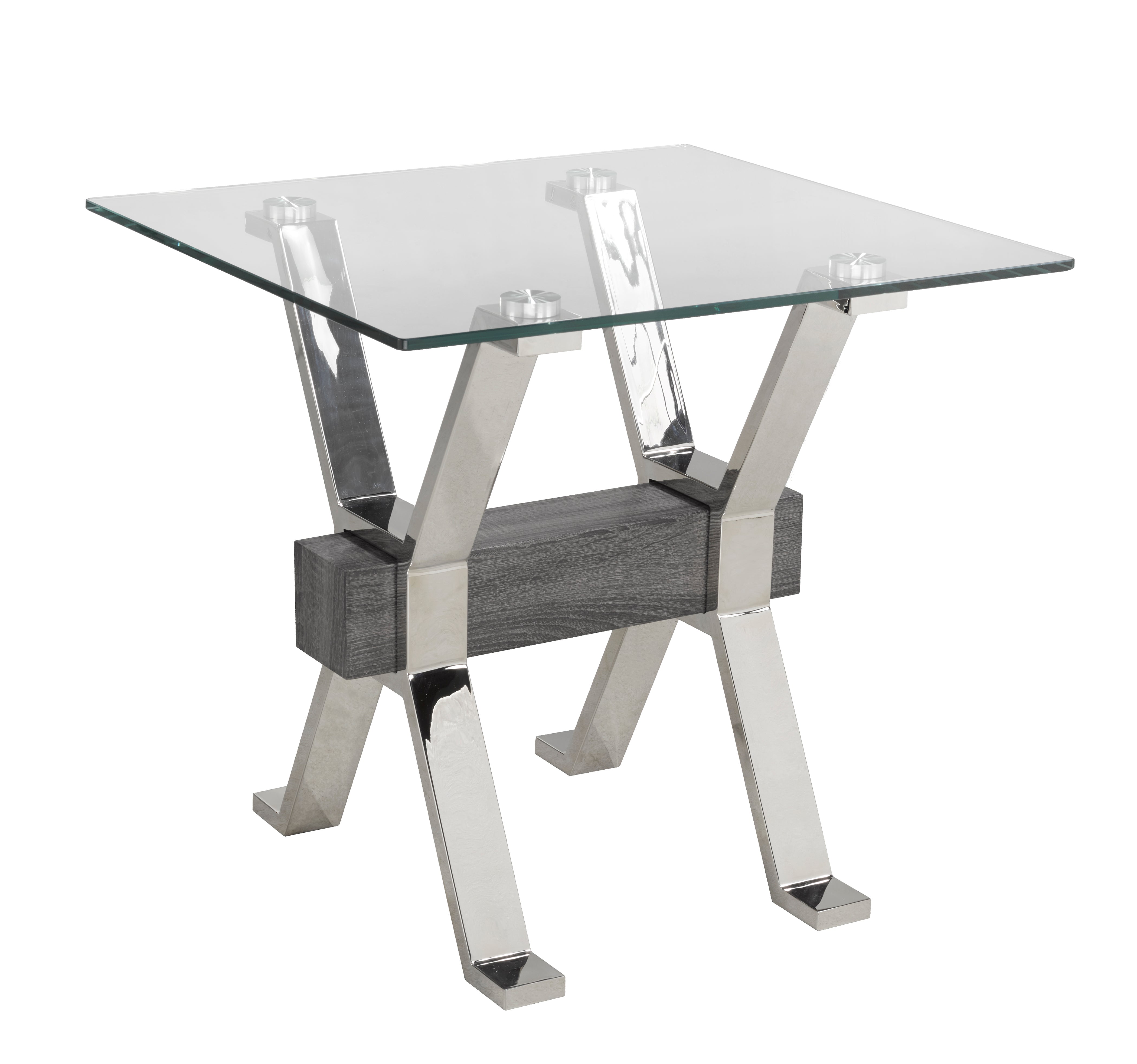 Modern Grey and Silver End Table - Small Nightstand for Bedroom, Living Room, or Office - Compact Side Table with Sturdy Metal Frame for Home Decor