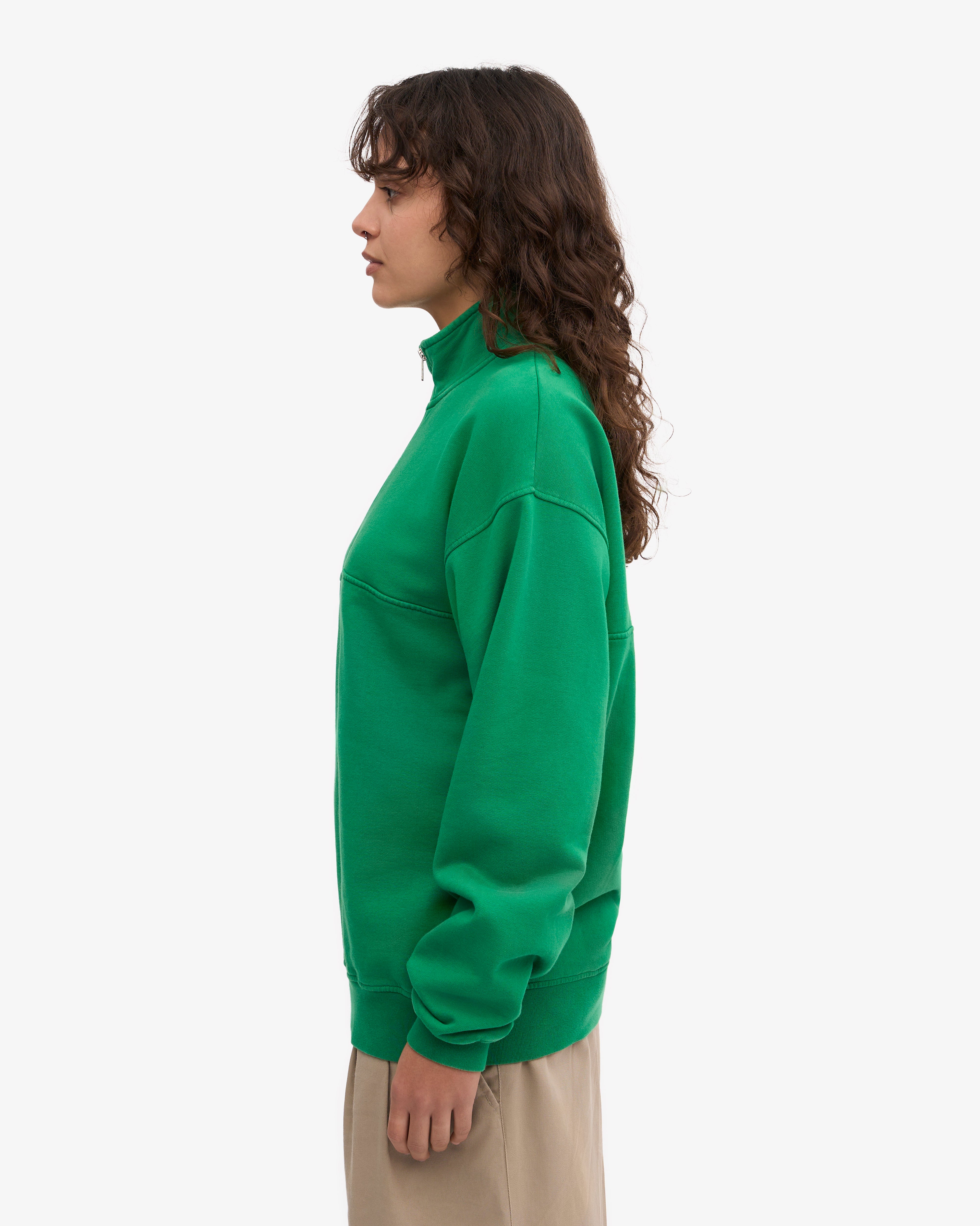 Organic Cotton Quarter Zip Sweatshirt - Kelly Green | Eco-Friendly & Comfortable Pullover for Men & Women | Perfect for Outdoor Activities & Casual Wear