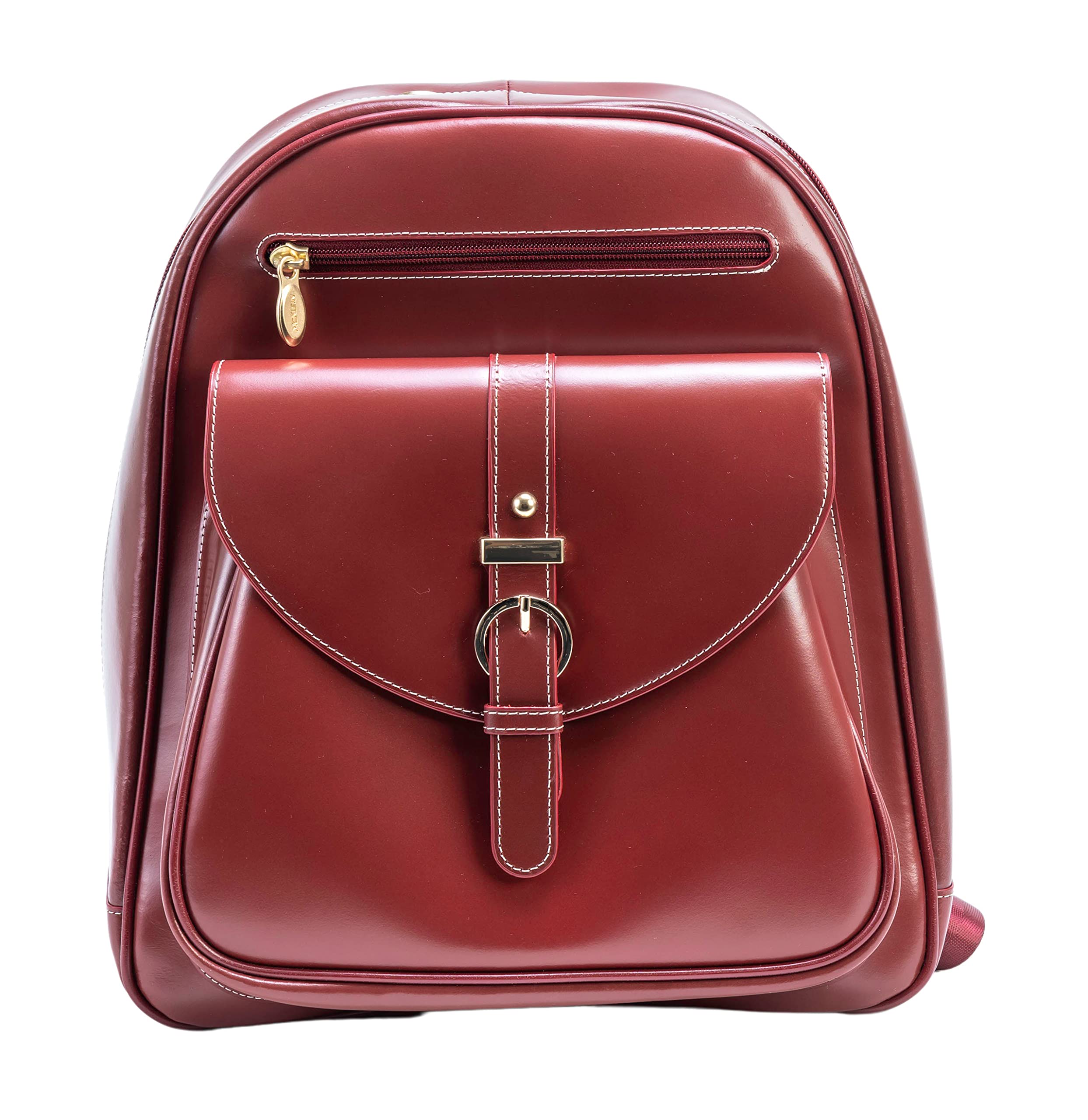 Professional Women's Leather Laptop Backpack for Business - Slim Tablet Briefcase, Small Red Leather Work Bag for Office, Travel & Commuting