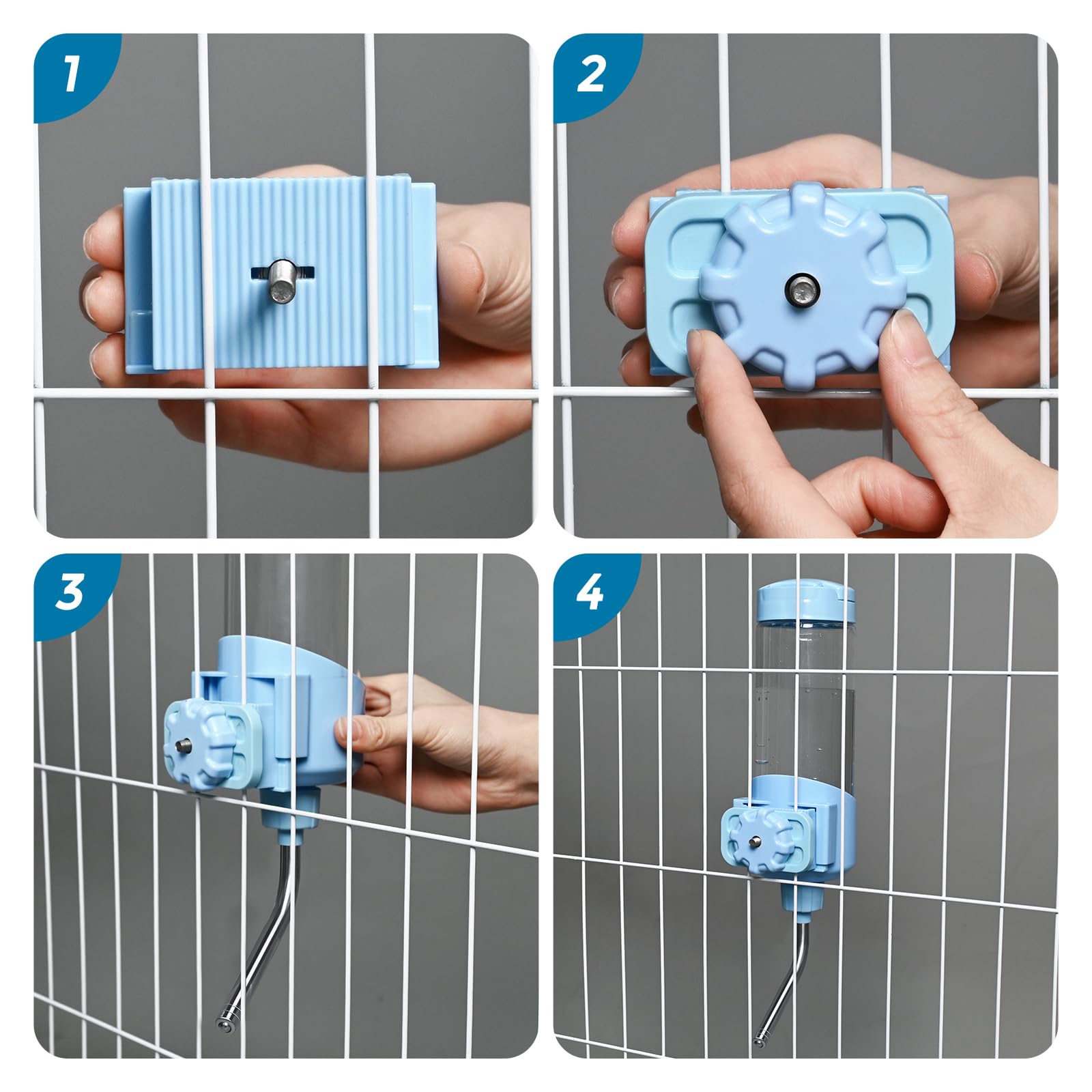 Vannon 23oz Top Fill Small Animal Water Dispenser for Cage - Auto Feeding Water Bottle for Rabbit, Chinchilla, Ferret, Guinea Pig, Squirrel, Hedgehog - BPA Free, 10mm Nozzle, Blue - Perfect for Travel & Home Pet Cages