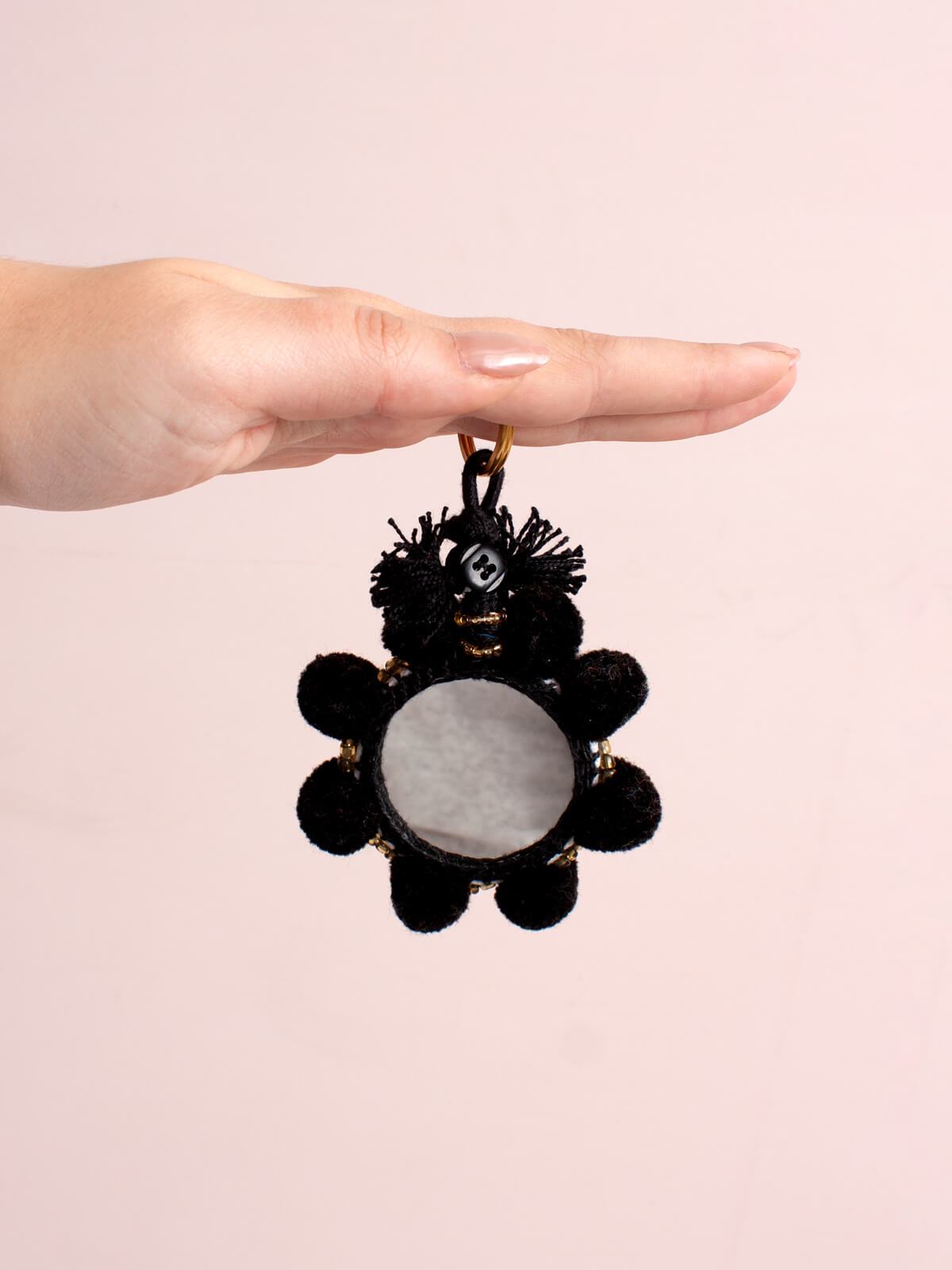 Super Pom Pom Mirror Keyrings - Mini Cute Handbag Accessories for Women & Girls - Perfect for Keychains, Backpacks, and Gift Giving