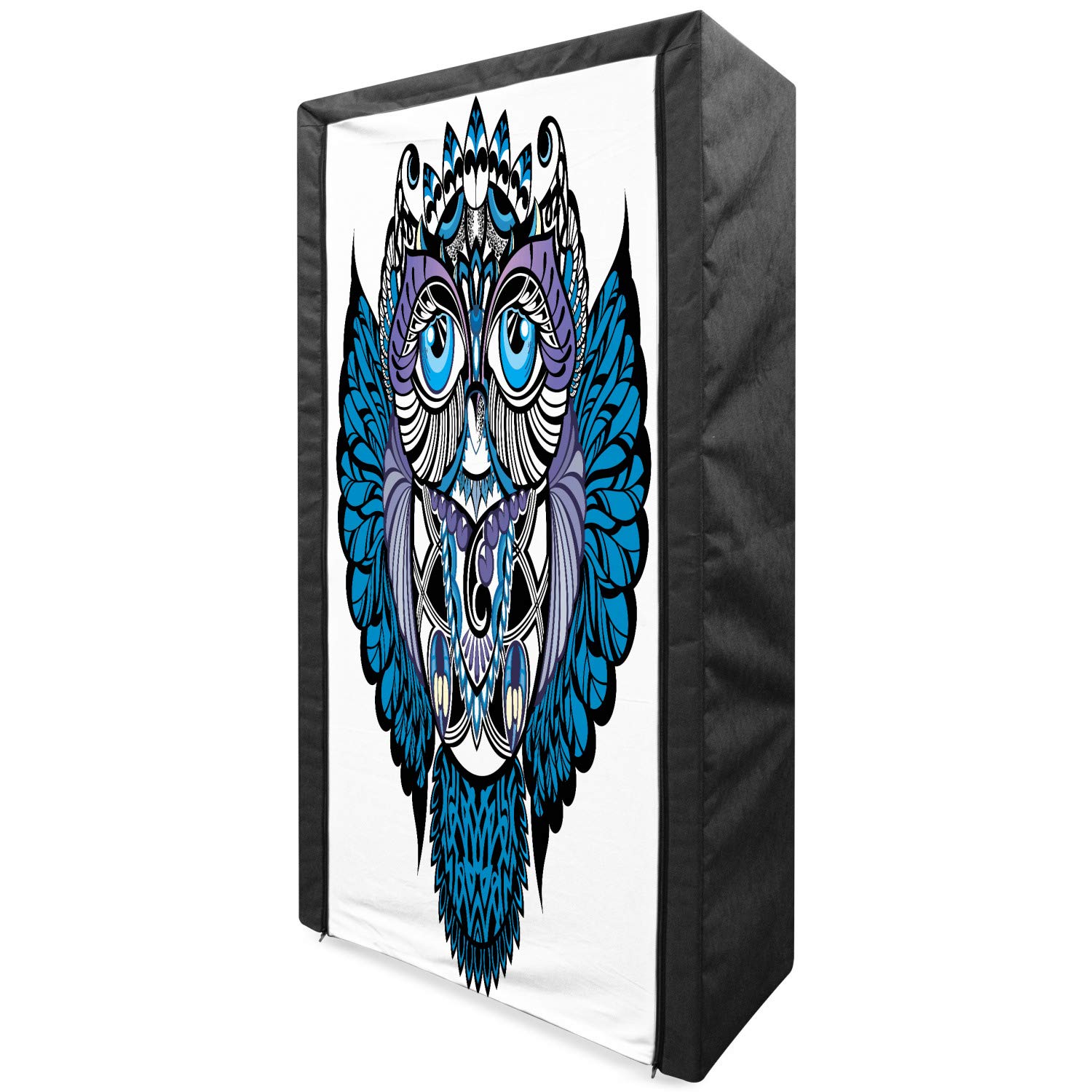 Ambesonne Tribal Portable Fabric Wardrobe with Owl & Paisley Print - 33.5