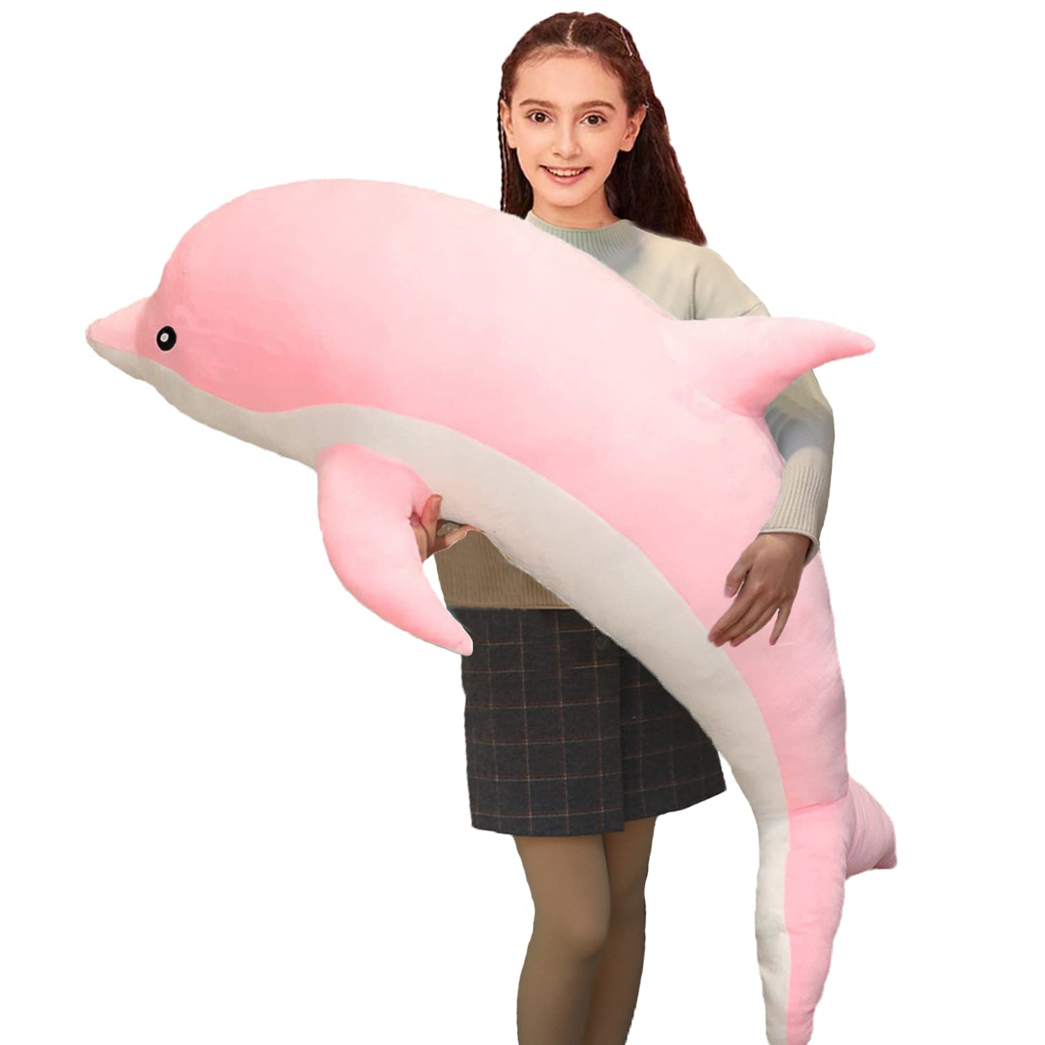 **Super Soft Dolphin Stuffed Animal Plush Pillow - 19.68in Pink Sea Animal Toy for Boys & Girls, Cute Sleep Companion & Gift for Kids, Birthday & Nursery Decor**    *(Perfect for Cuddling, Bedtime Comfort, Travel Buddy & Ocean-Themed Room Decor)*