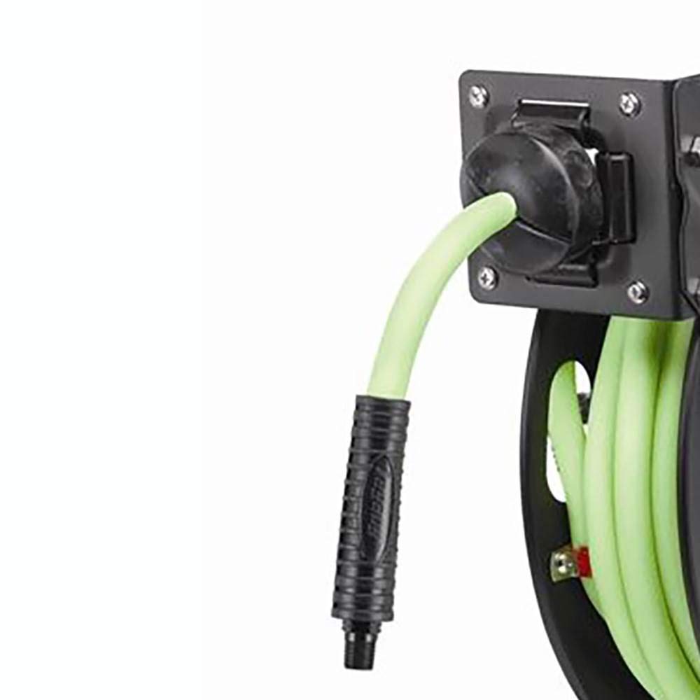 Flexzilla Open Face Retractable Air Hose Reel - 3/8 in. x 25 ft. Heavy Duty Lightweight Hybrid Air Hose with ZillaGreen - Perfect for Garage, Workshop & Industrial Use - Model L8603FZ