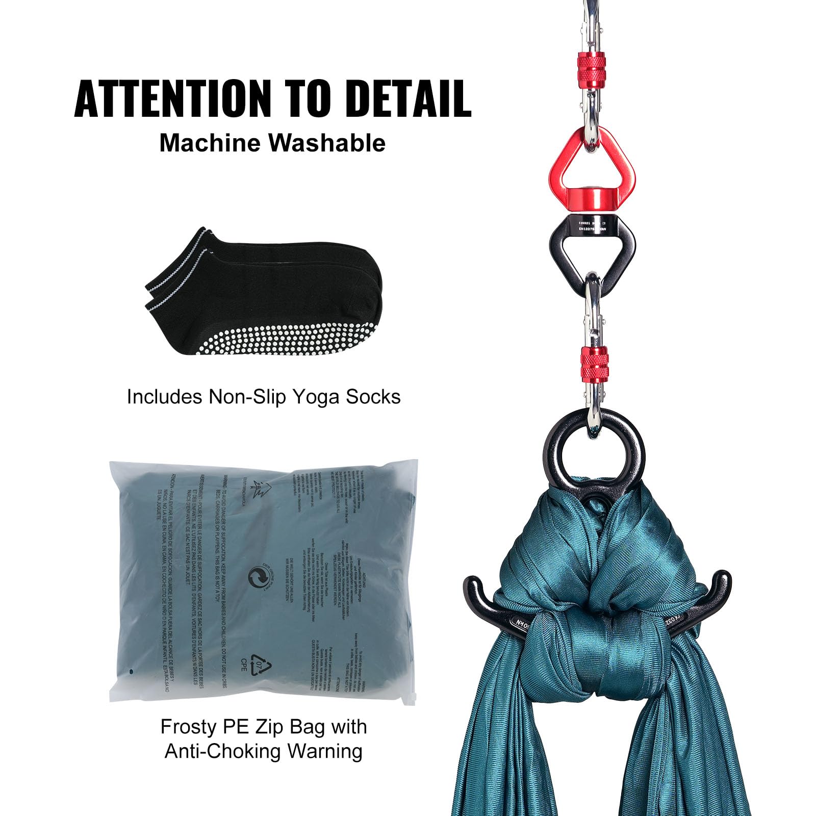VEVOR Aerial Silk Yoga Swing - 8.7 Yards Professional Aerial Yoga Hammock Kit with 100gsm Nylon Fabric, Full Rigging Hardware & Easy Setup Guide - Anti-Gravity Fitness Equipment for Beginners to Advanced - Perfect for Home Gym, Yoga Studio & Outdoor Training - Green